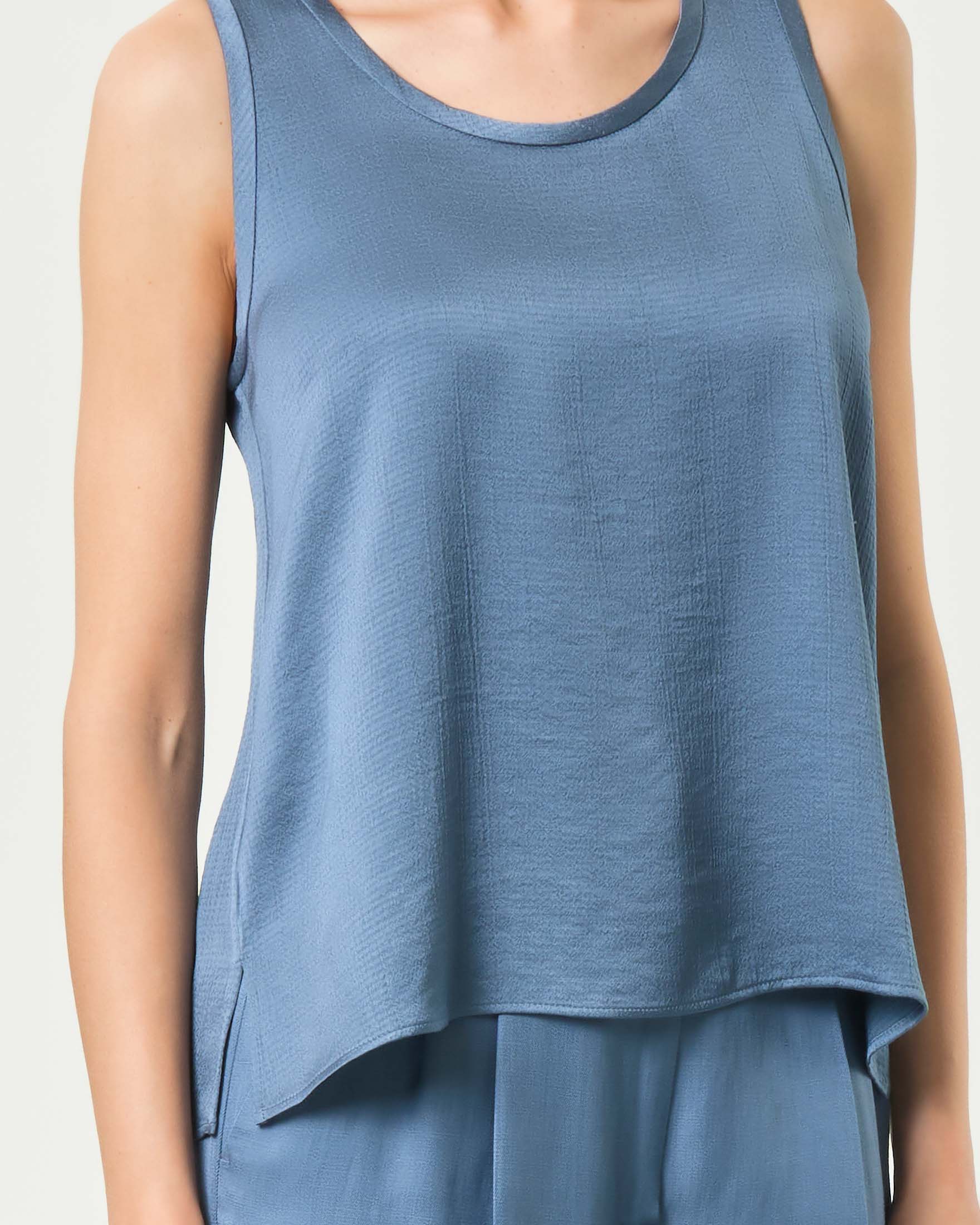 Top smanicato color avio Emme Marella in misto viscosa image