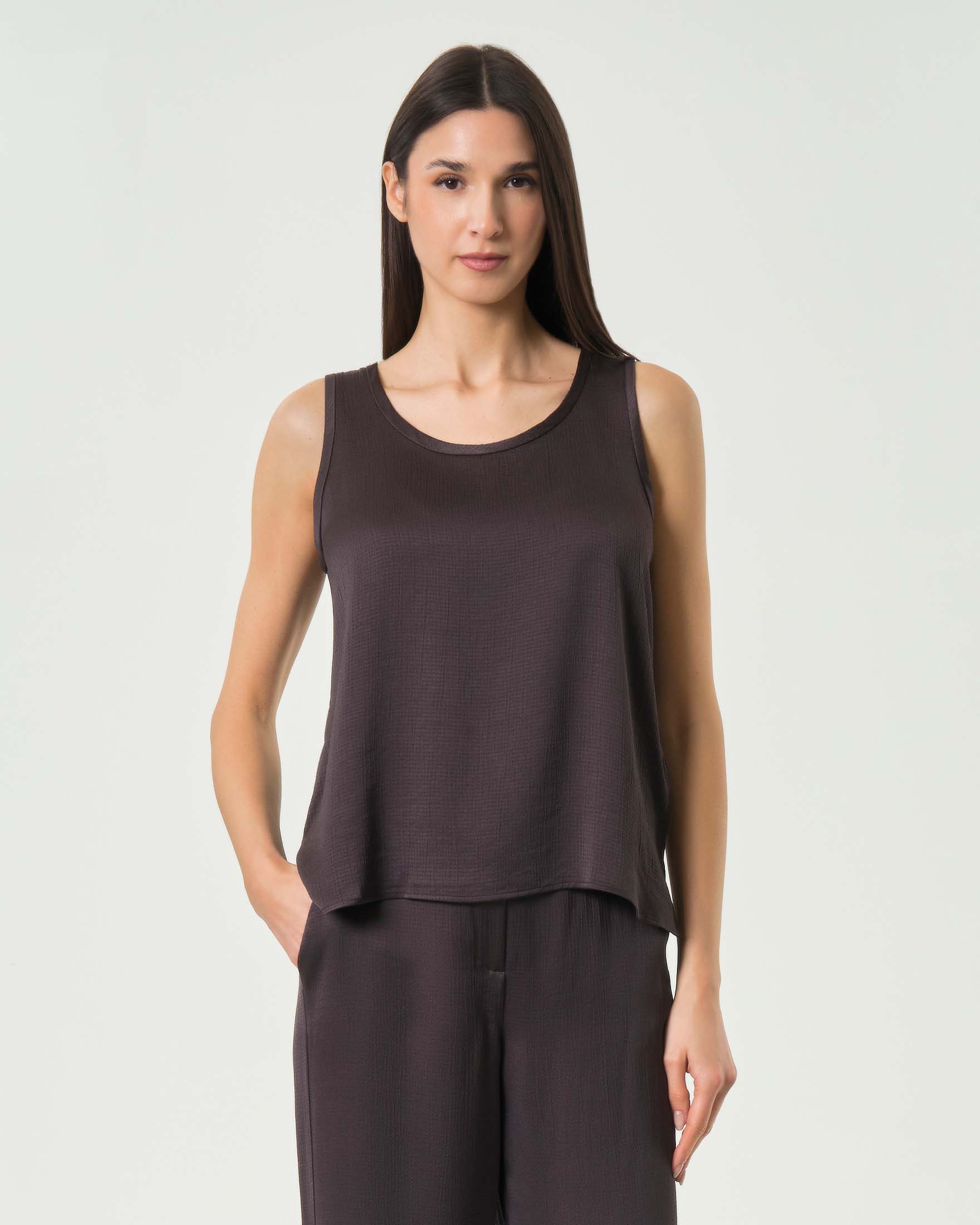 Top smanicato color testa di moro Emme Marella in misto viscosa