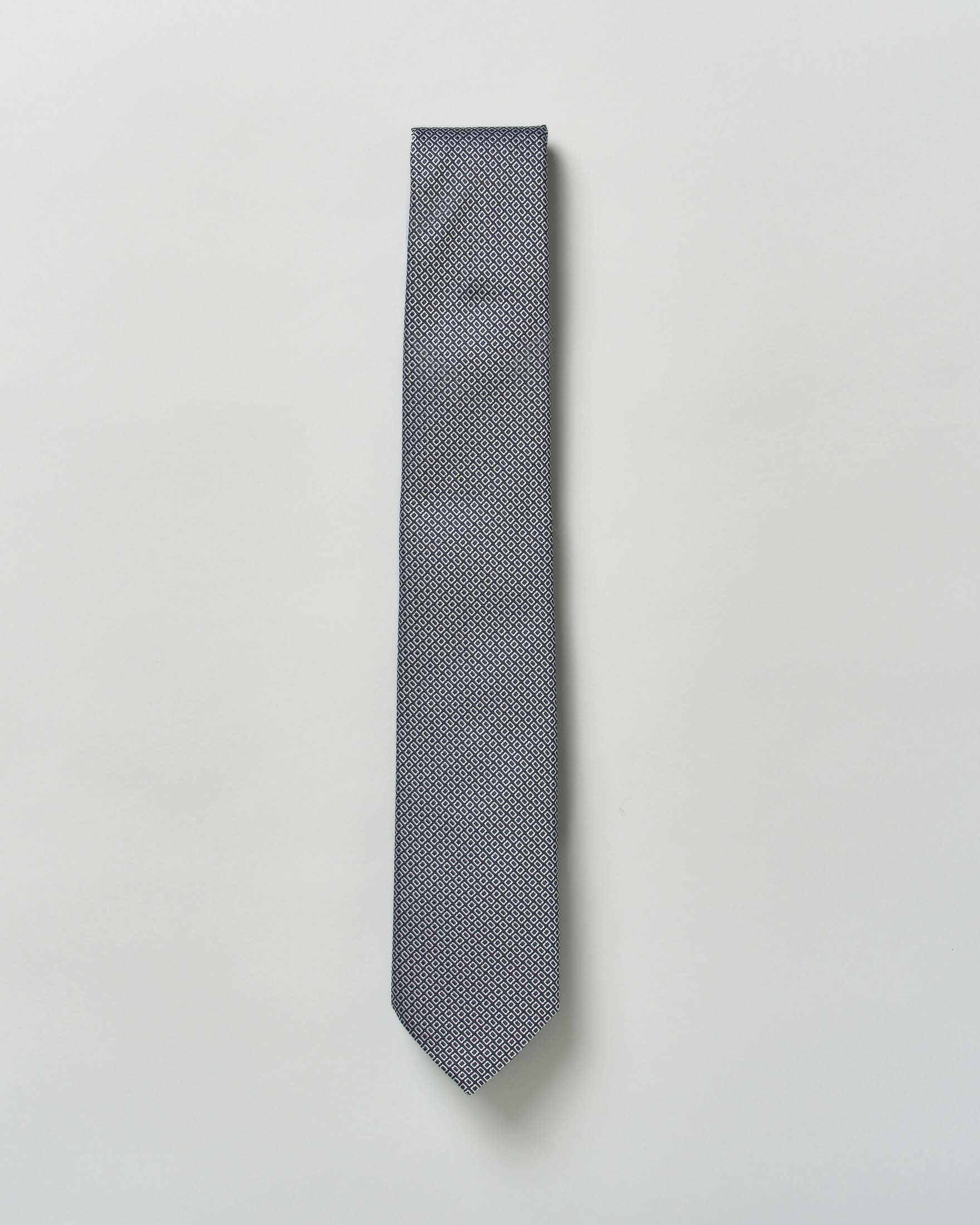 Cravatta Boss blu in misto seta con micro disegno