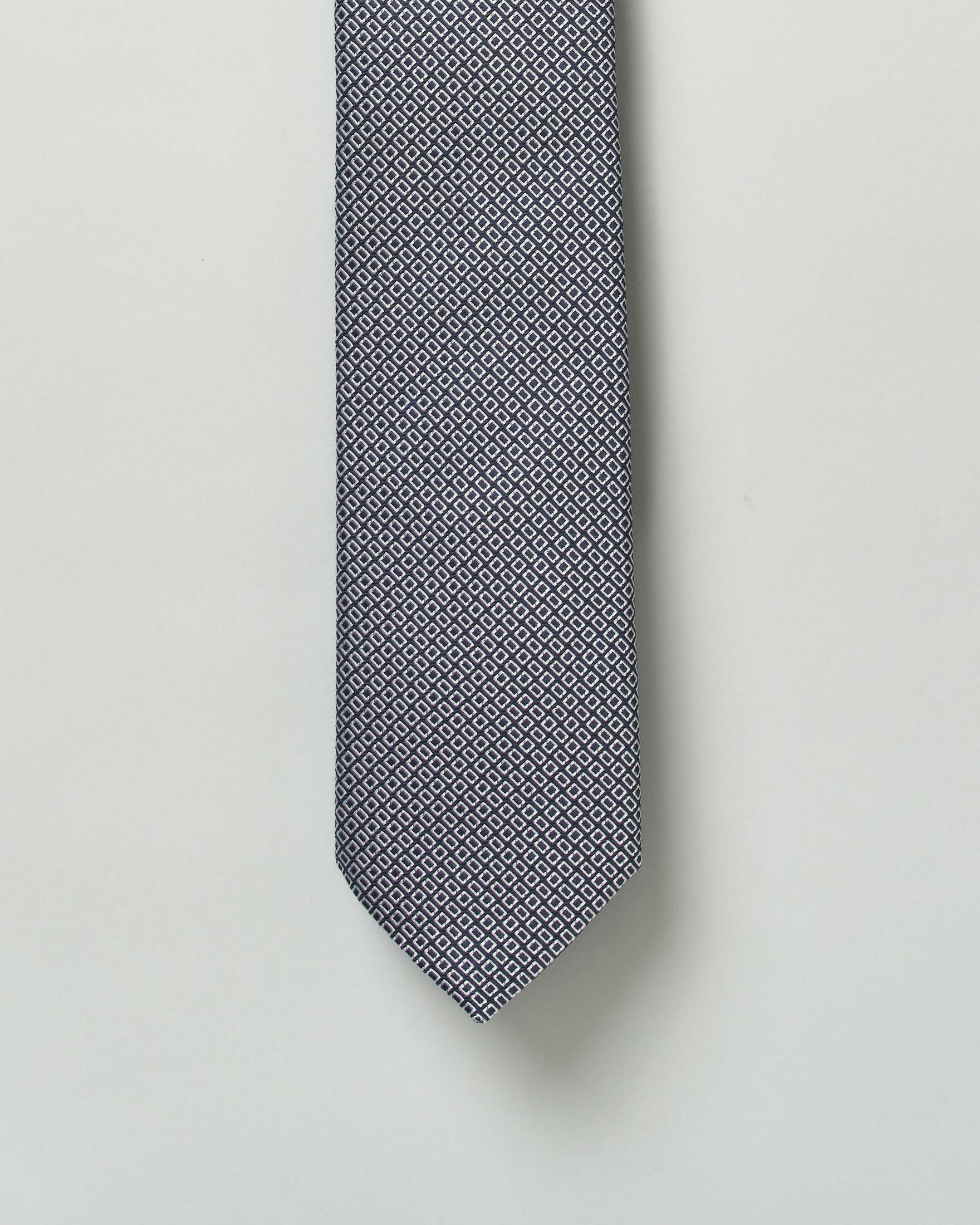 Cravatta Boss blu in misto seta con micro disegno image