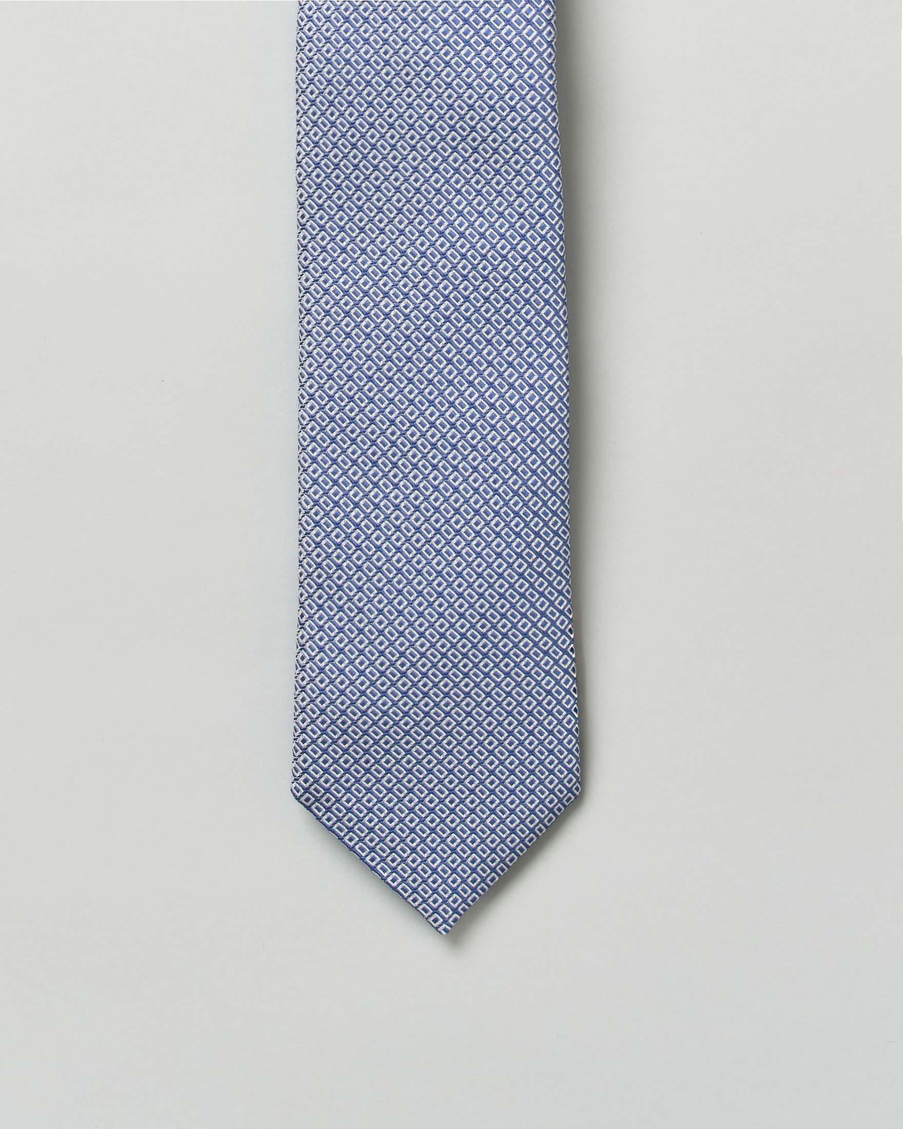 Cravatta Boss azzurra in misto seta con micro disegno image