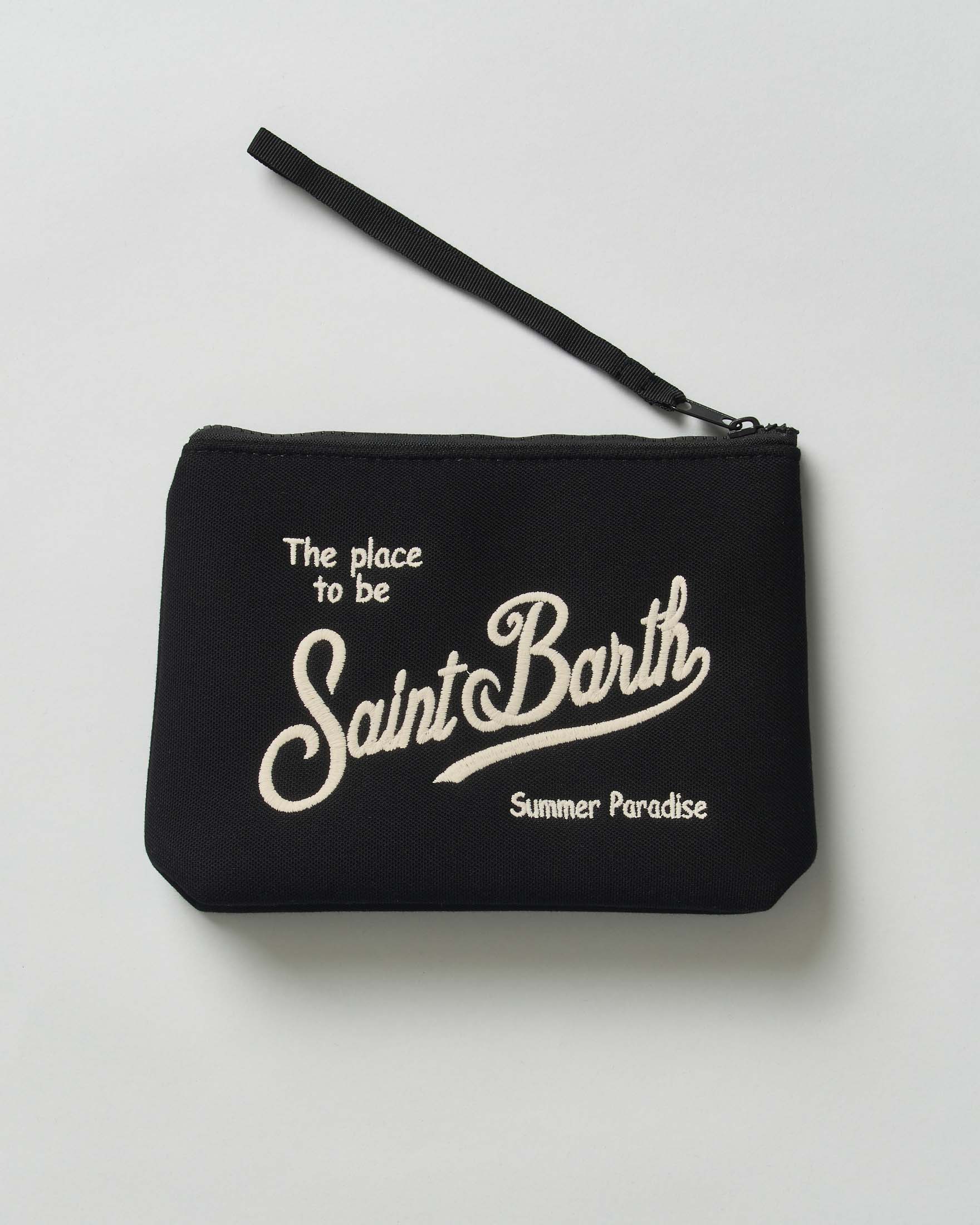 Pochette MC2 Saint Barth Aline nera in neoprene effetto piquet image