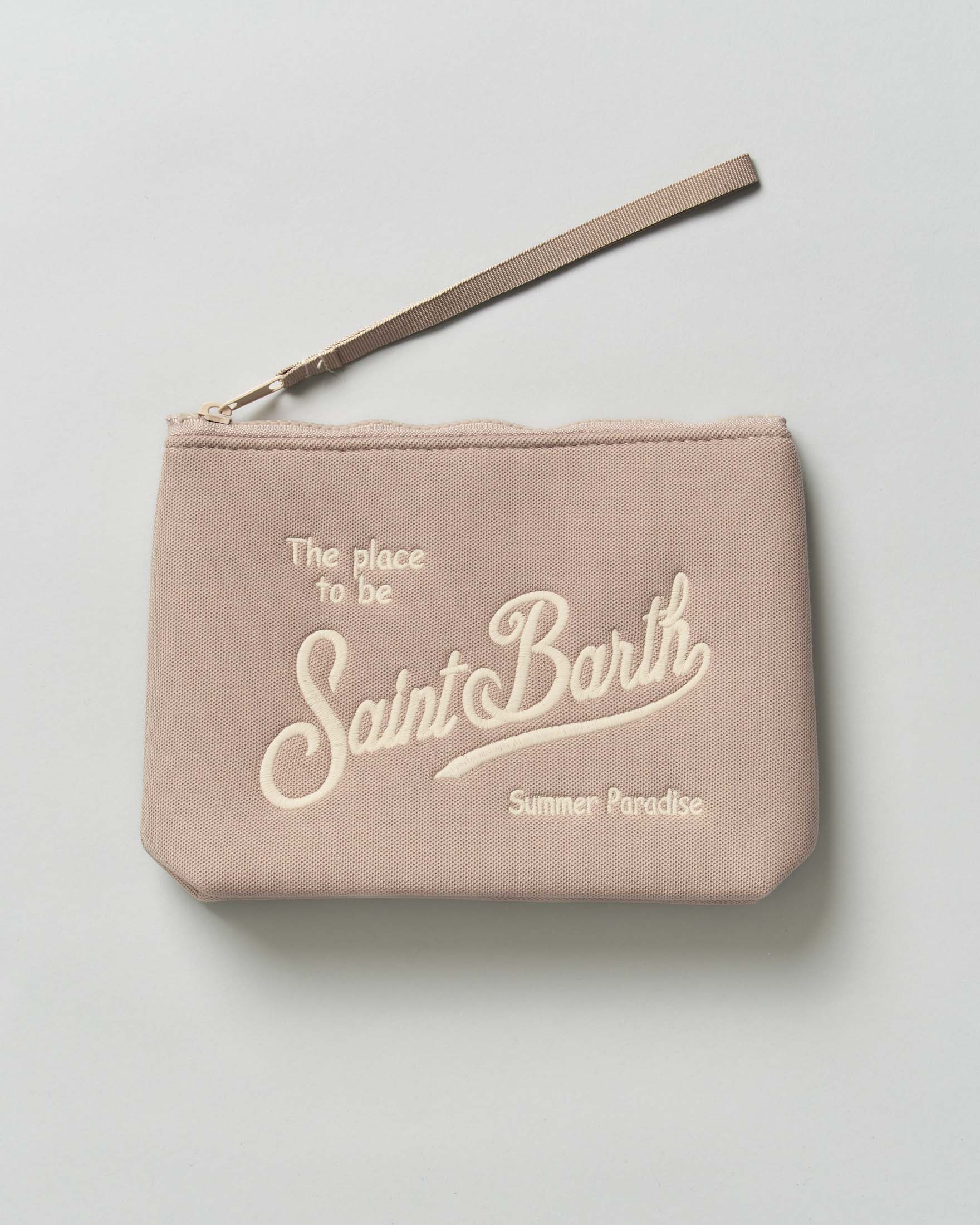 Pochette Aline beige in neoprene effetto piquet