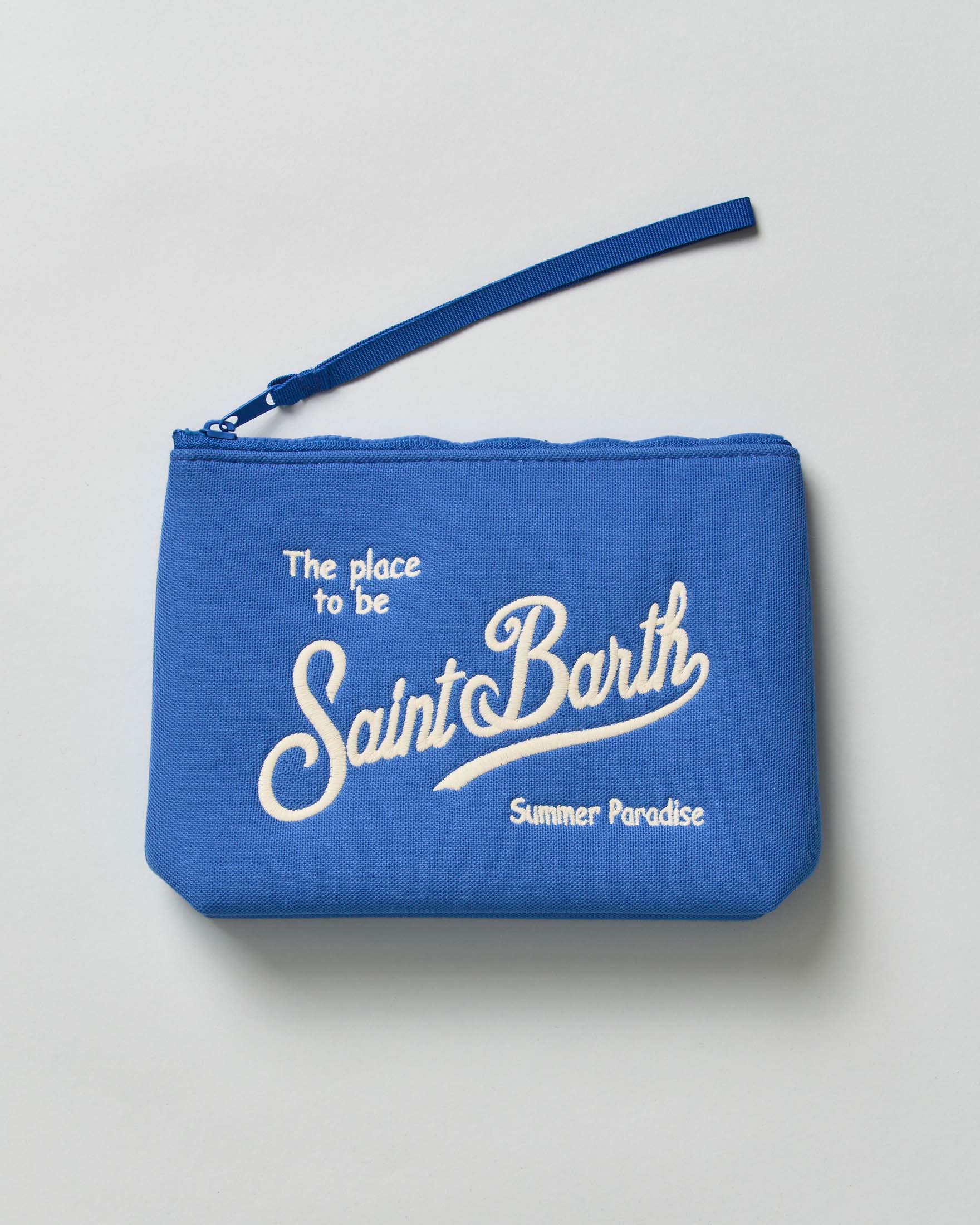 Pochette MC2 Saint Barth Aline blu royal in neoprene effetto piquet