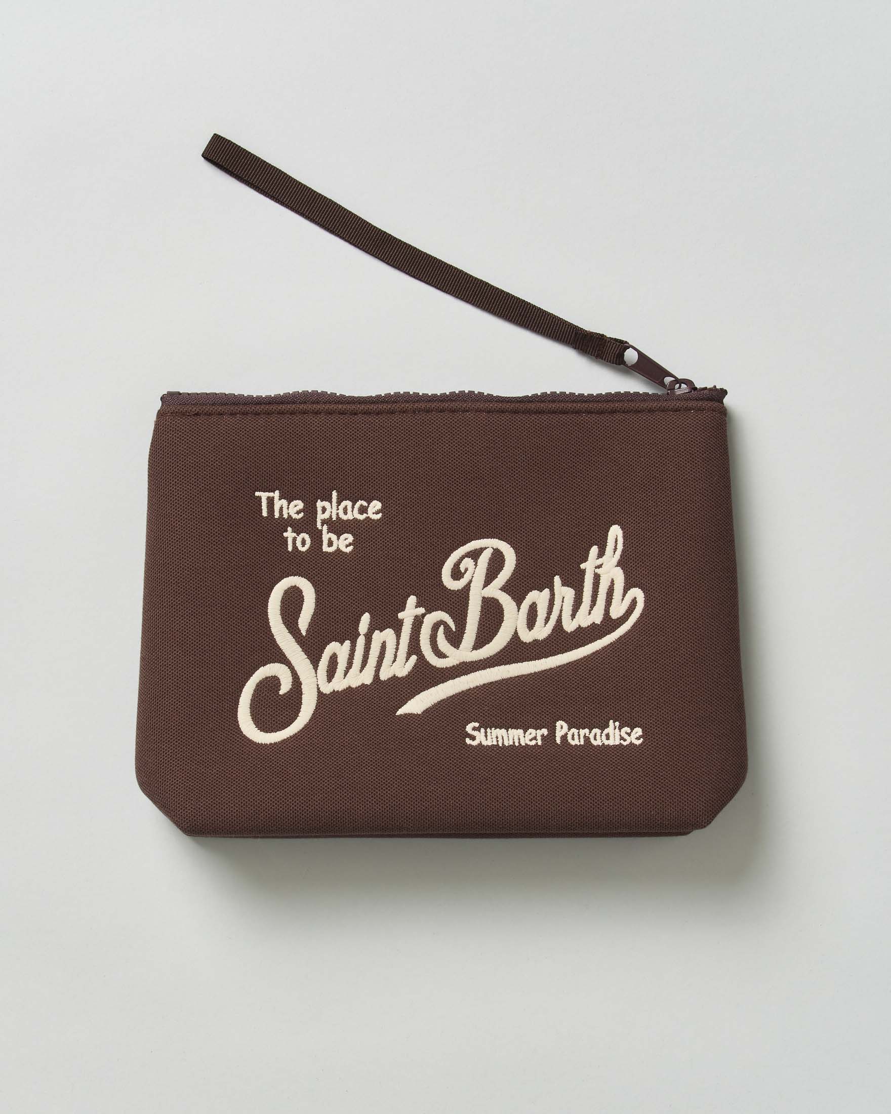 Pochette MC2 Saint Barth Aline marrone in neoprene effetto piquet image