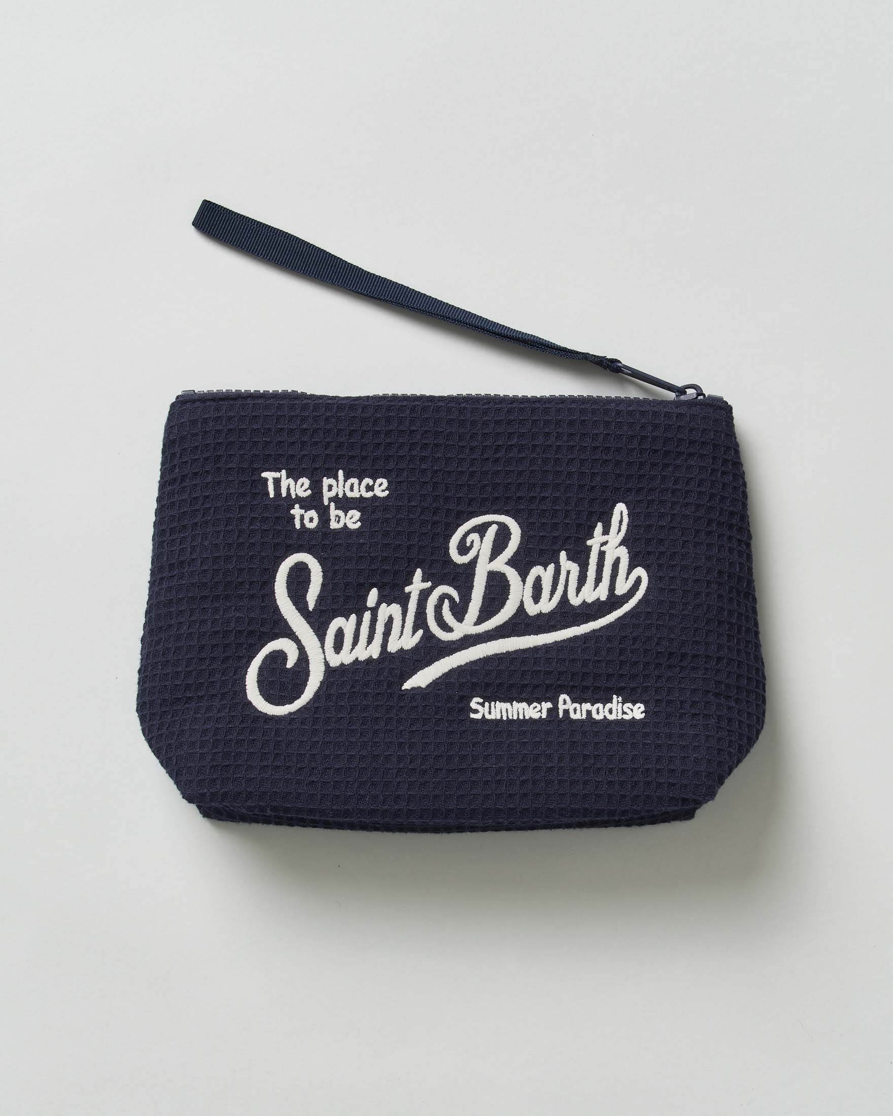 Pochette MC2 Saint Barth Aline blu in cotone punto waffle image