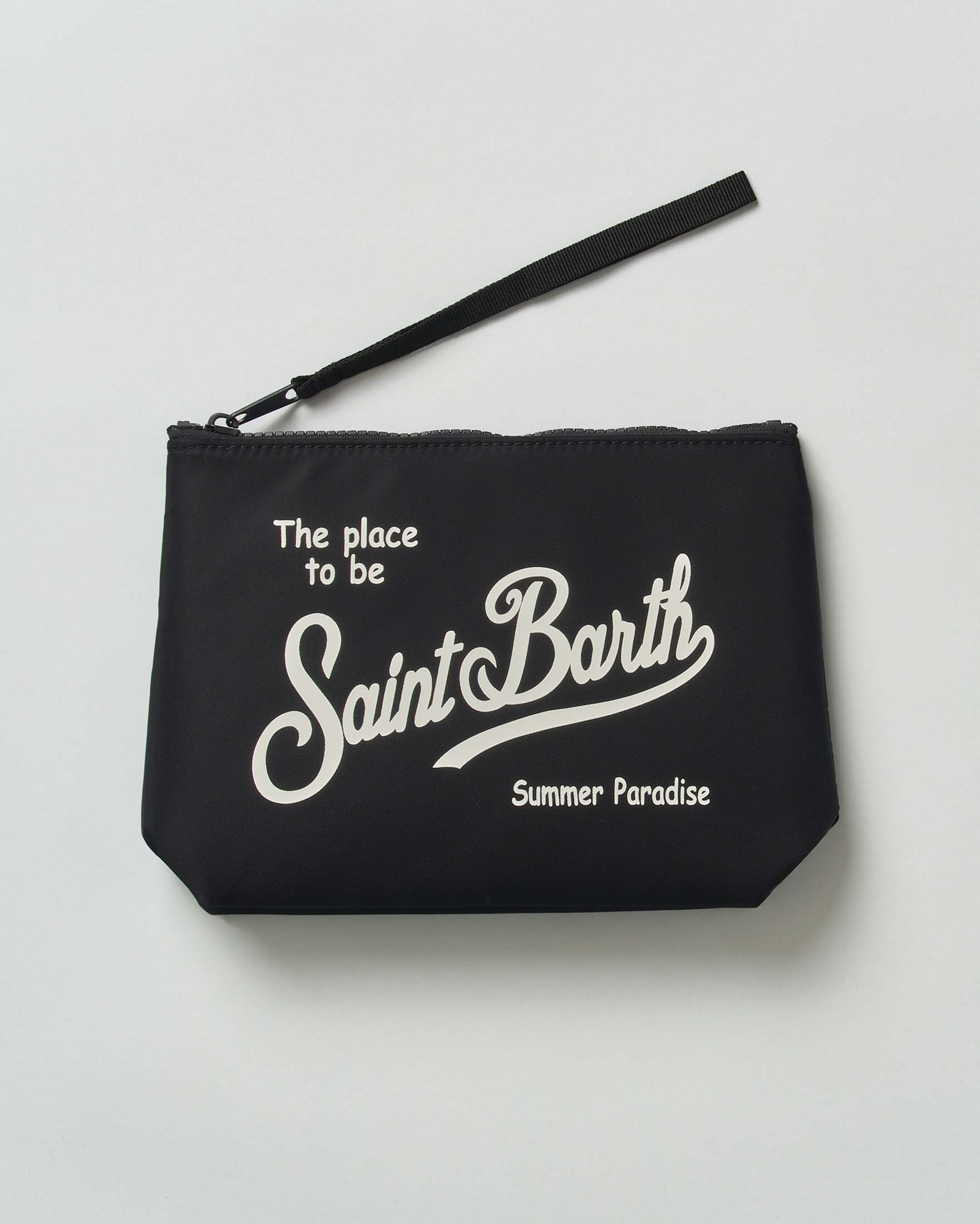 Pochette MC2 Saint Barth Aline nera in nylon con scritta logo in contrasto