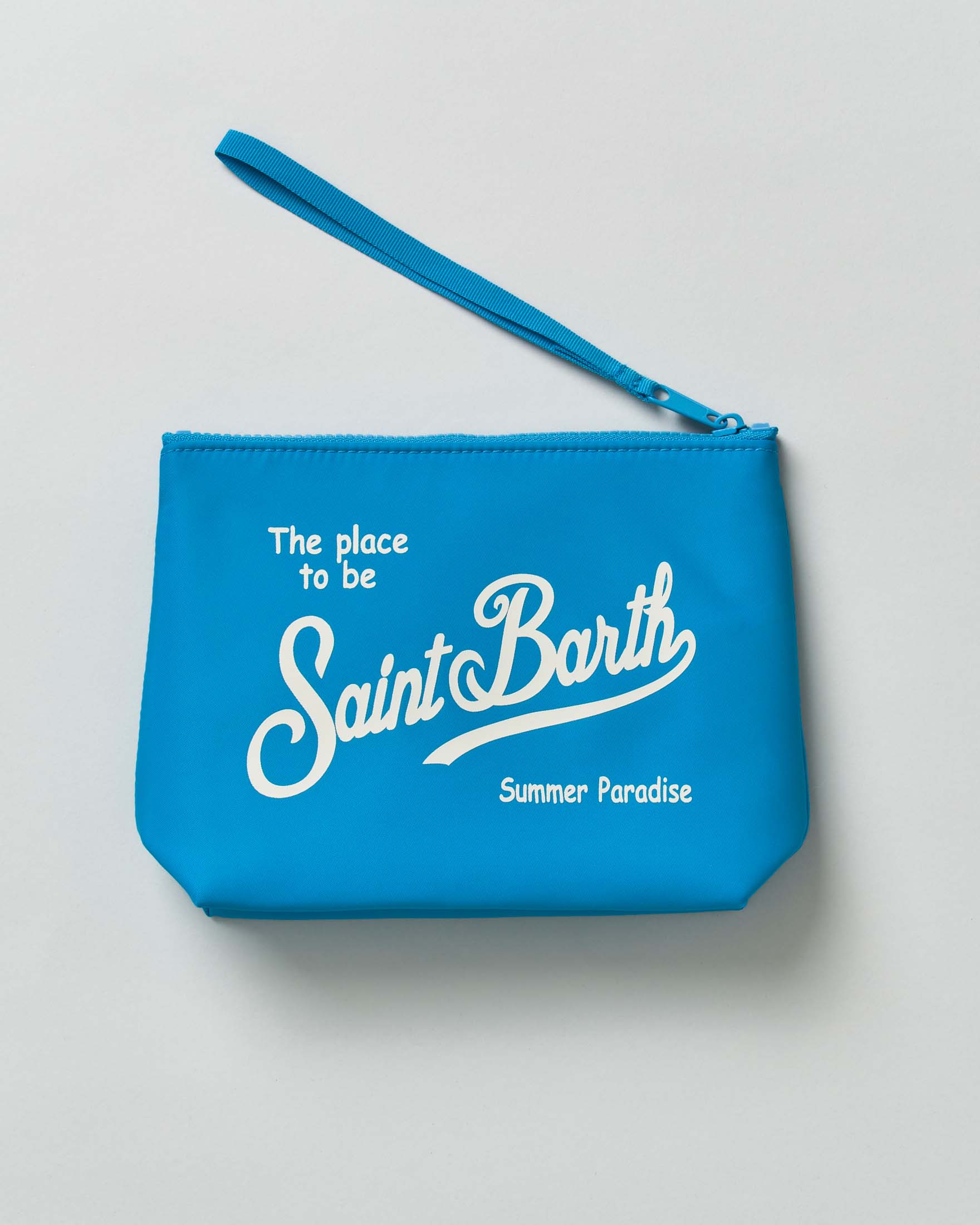 Pochette MC2 Saint Barth Aline celeste in nylon con scritta logo in contrasto image