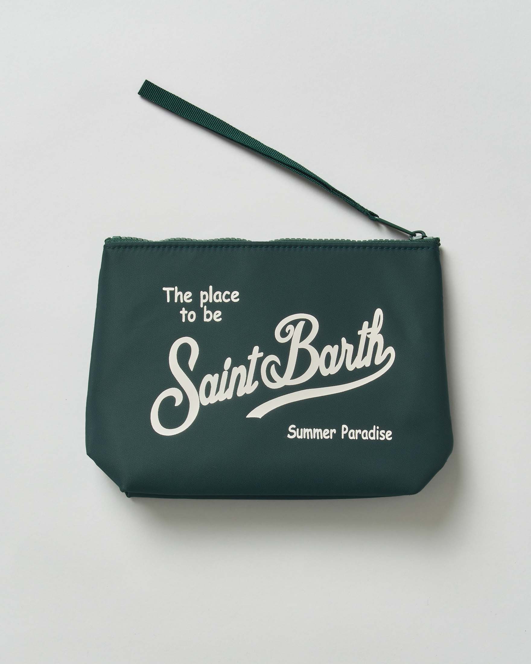 Pochette MC2 Saint Barth Aline verde scuro in nylon con scritta logo in contrasto image