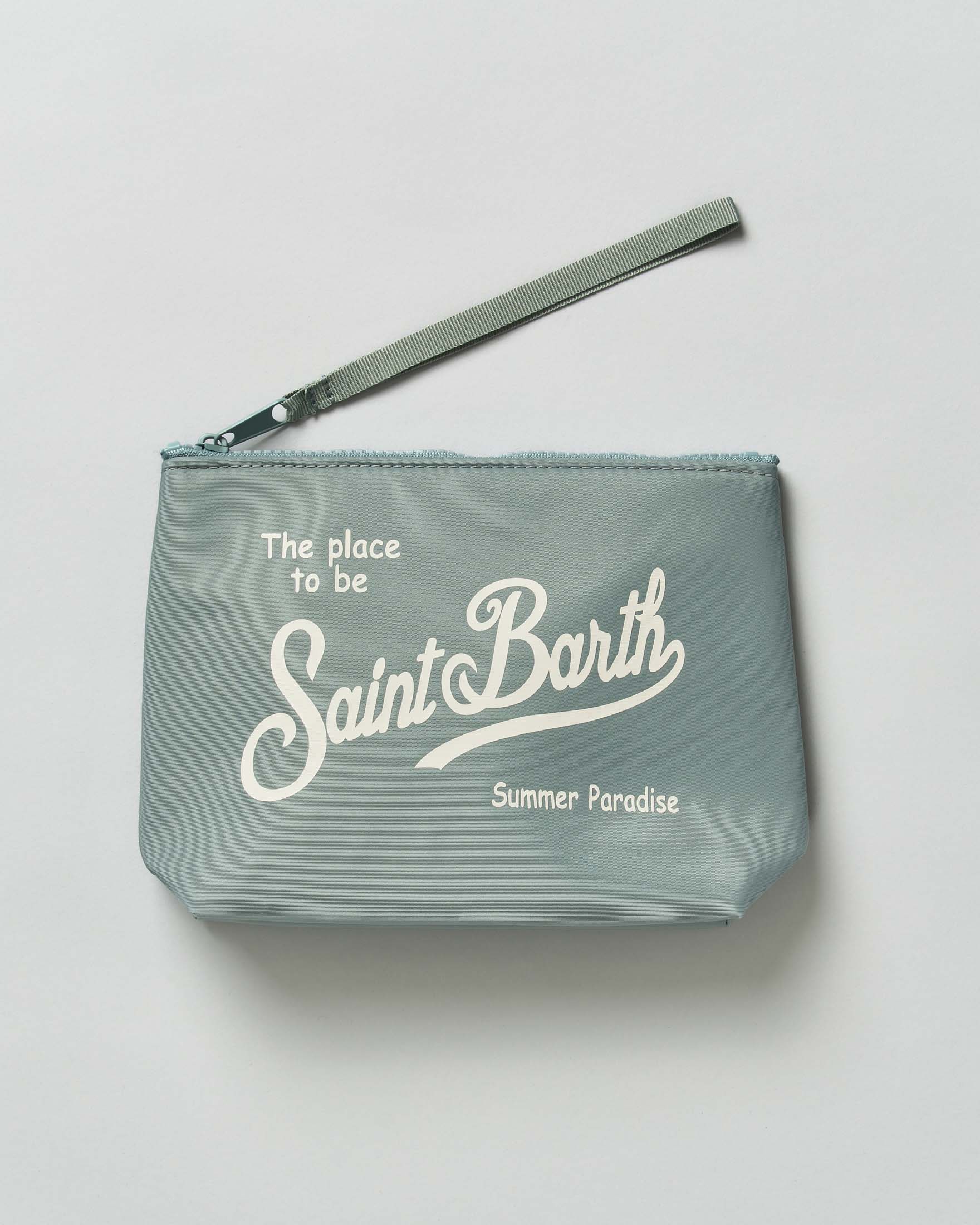MC2 Saint Barth — Pochette MC2 Saint Barth Aline salvia in nylon con scritta logo in contrasto