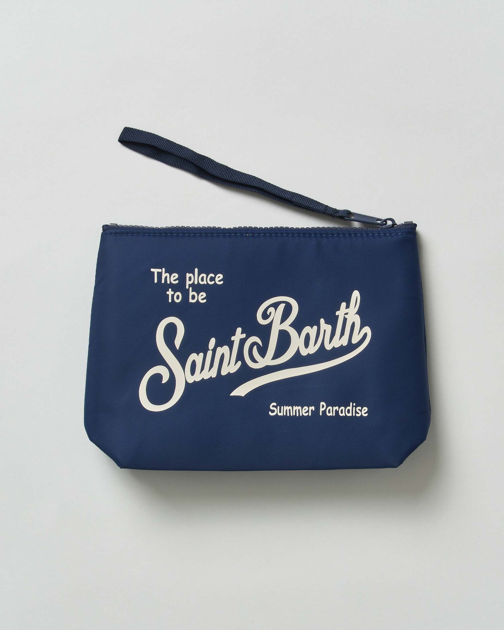 Pochette MC2 Saint Barth Aline blu in nylon con scritta logo in contrasto image