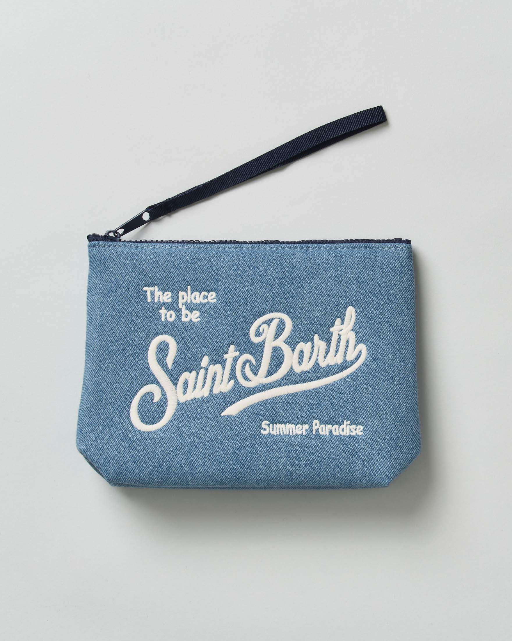 Pochette Aline in cotone blu denim light