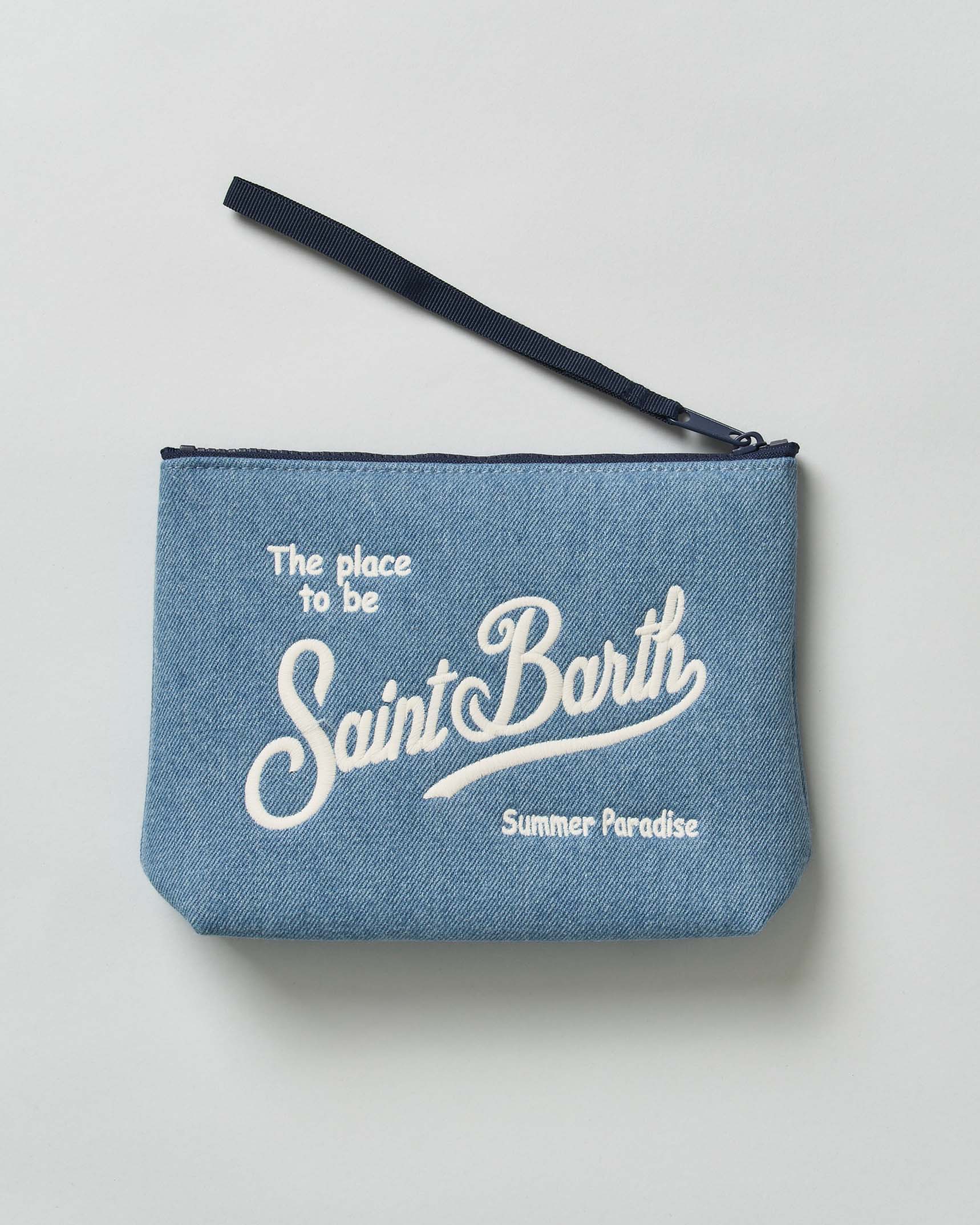 Pochette MC2 Saint Barth Aline in cotone blu denim light image