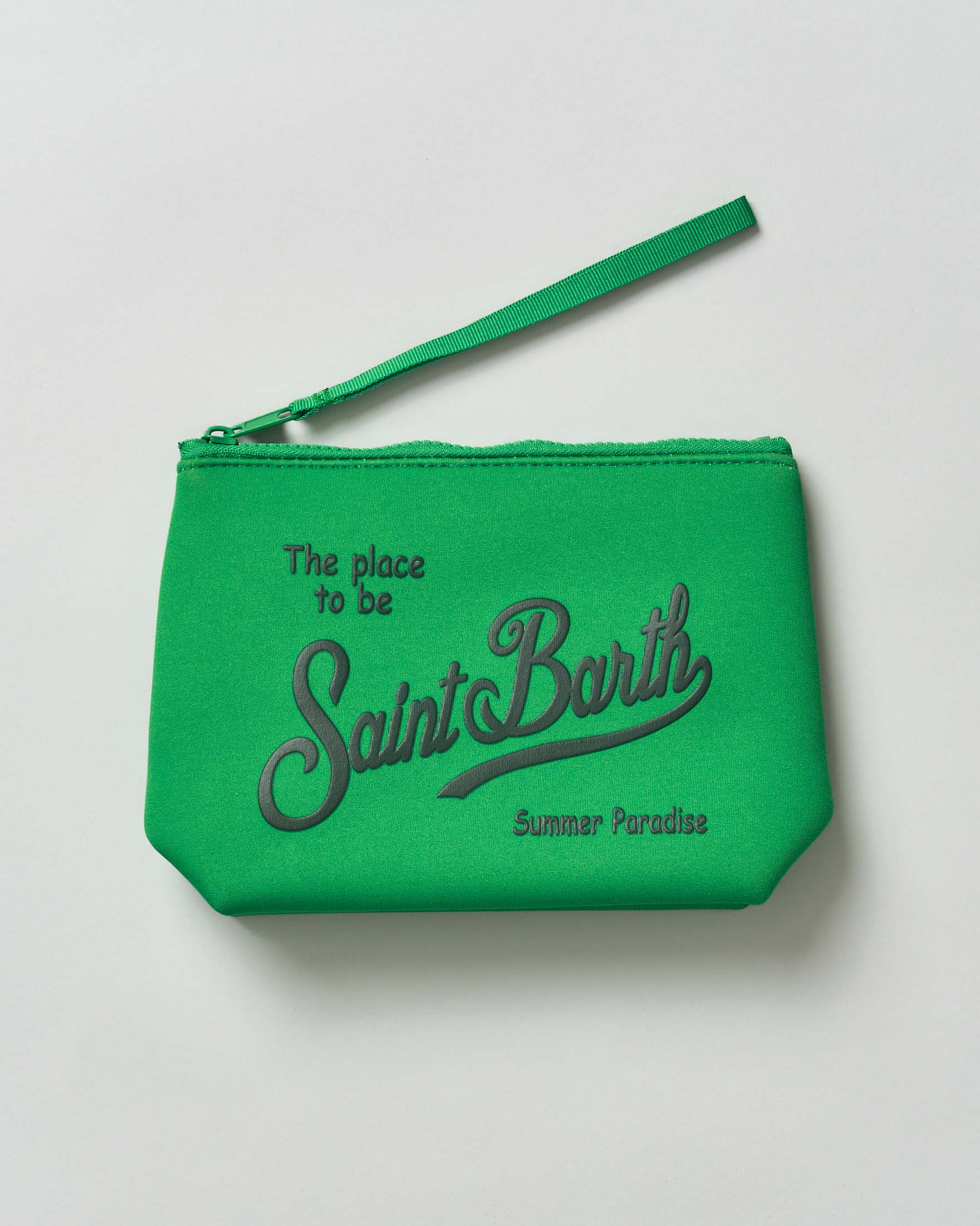 MC2 Saint Barth — Pochette MC2 Saint Barth Aline verde in neoprene con logo in contrasto
