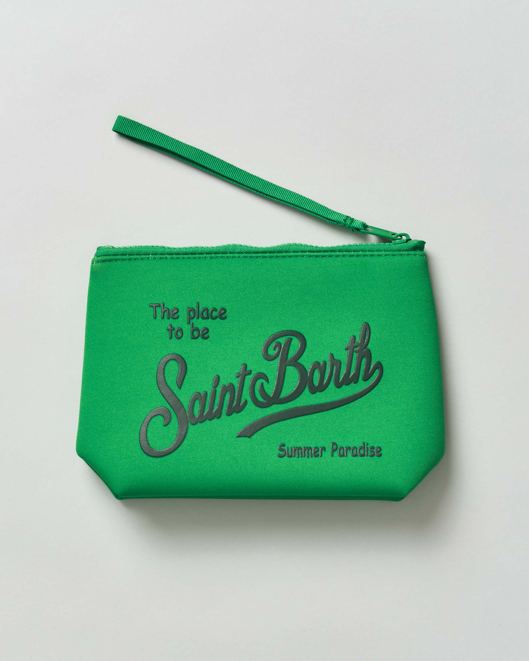 Pochette MC2 Saint Barth Aline verde in neoprene con logo in contrasto image
