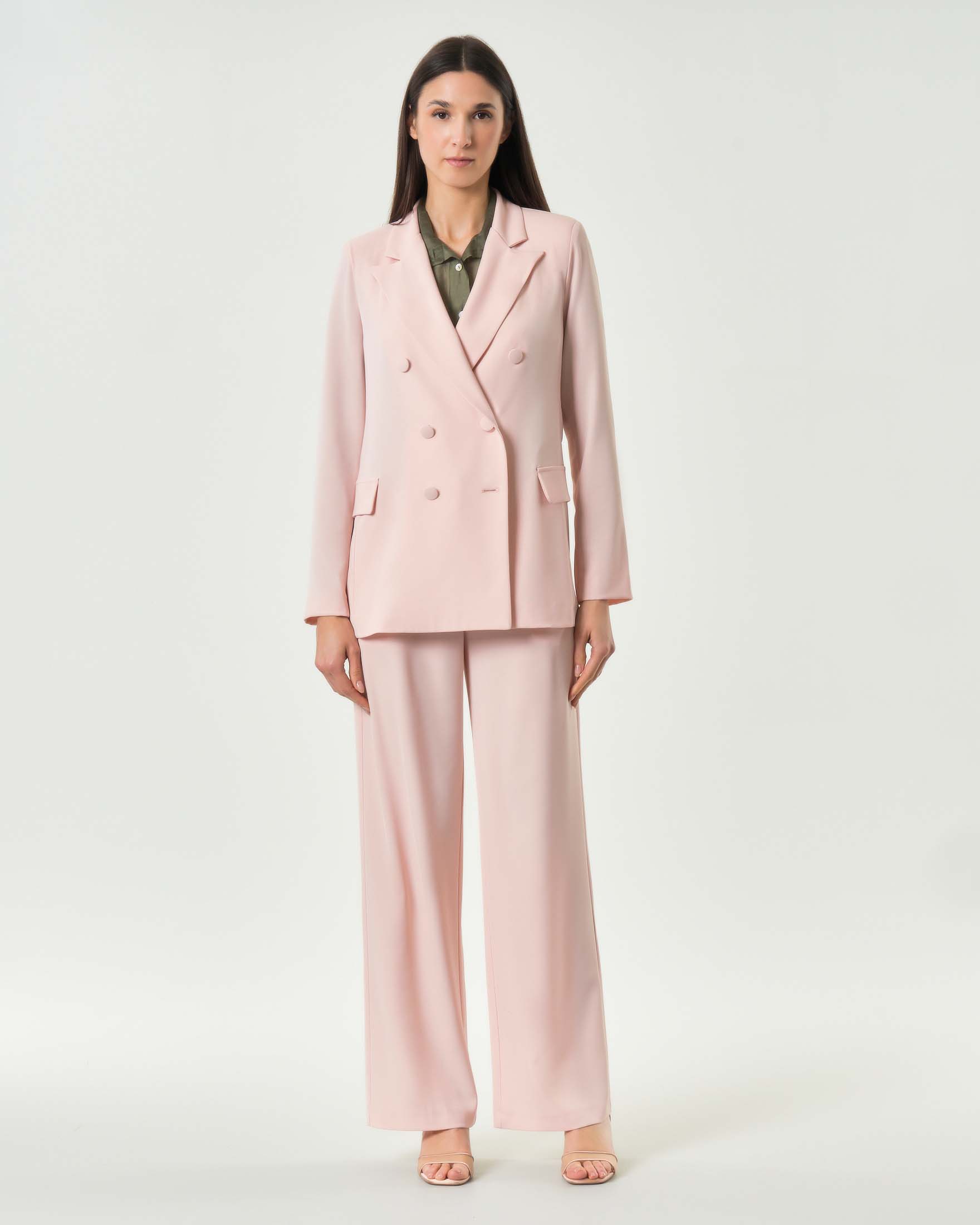 Giacca color cipria doppiopetto Hlo! in cady con rever a lancia image