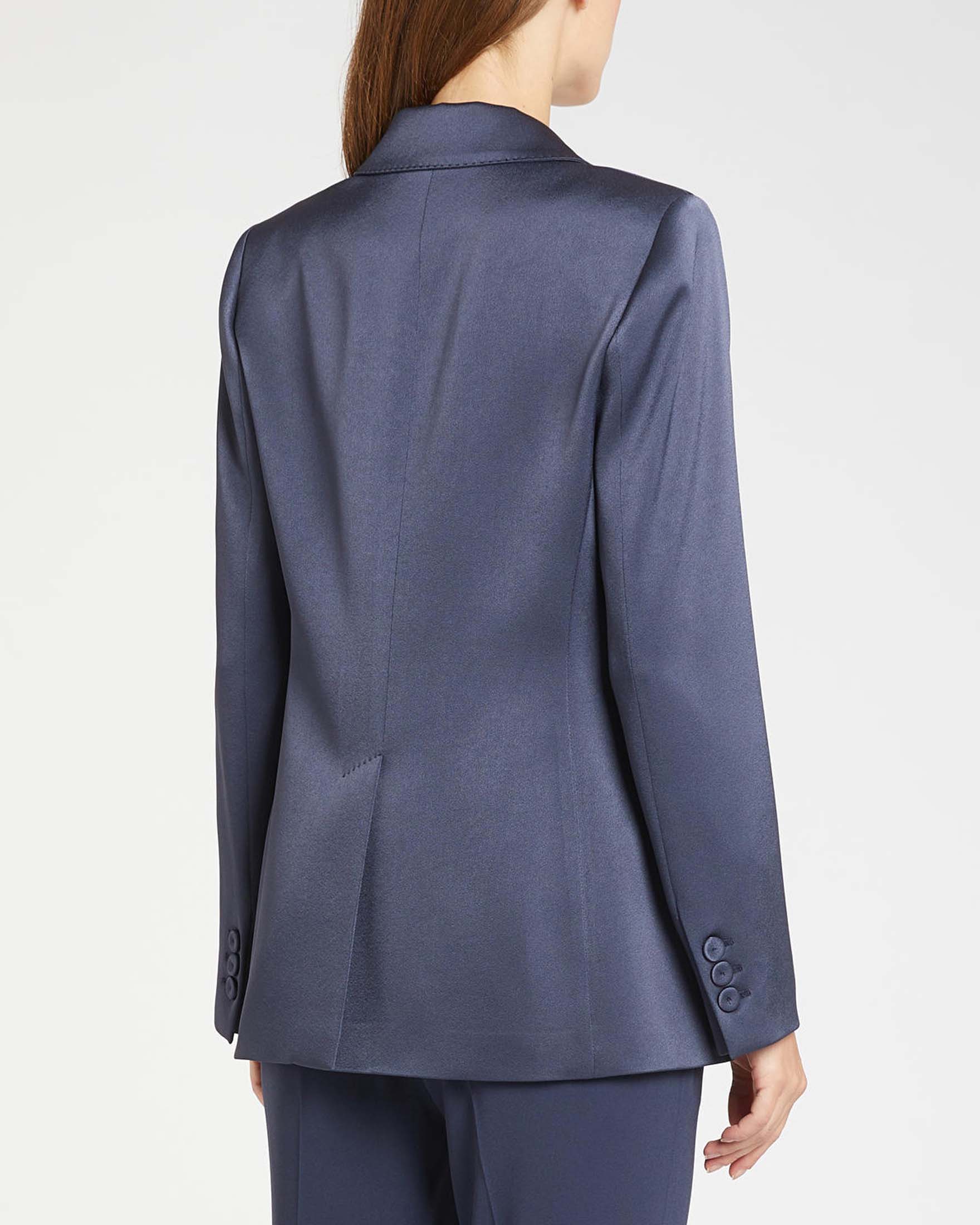 Blazer monopetto blu Marella in satin con pince e fianchetti sagomati image