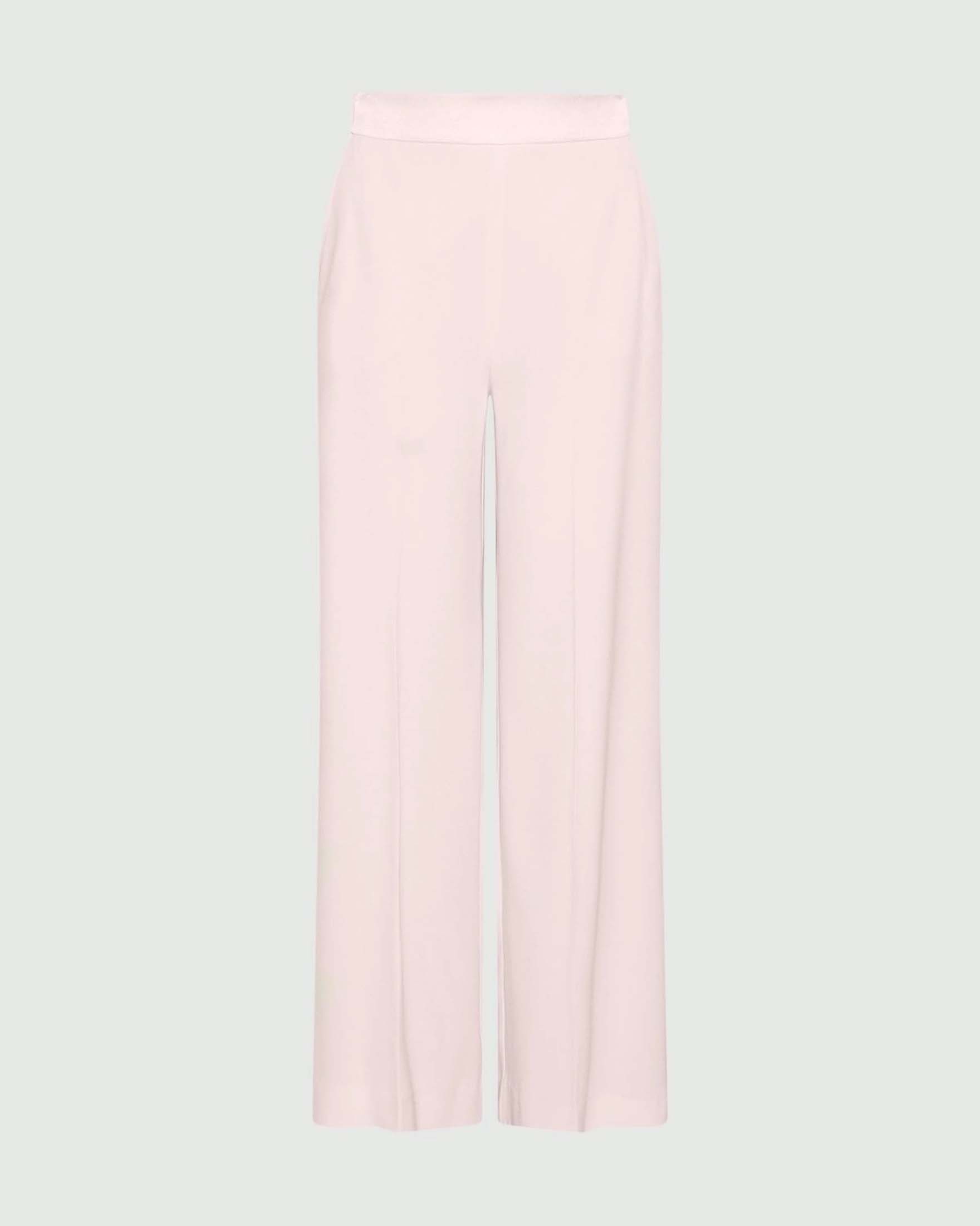 Pantaloni a palazzo Marella cipria in crepe con piega fronte e retro e chiusura a zip