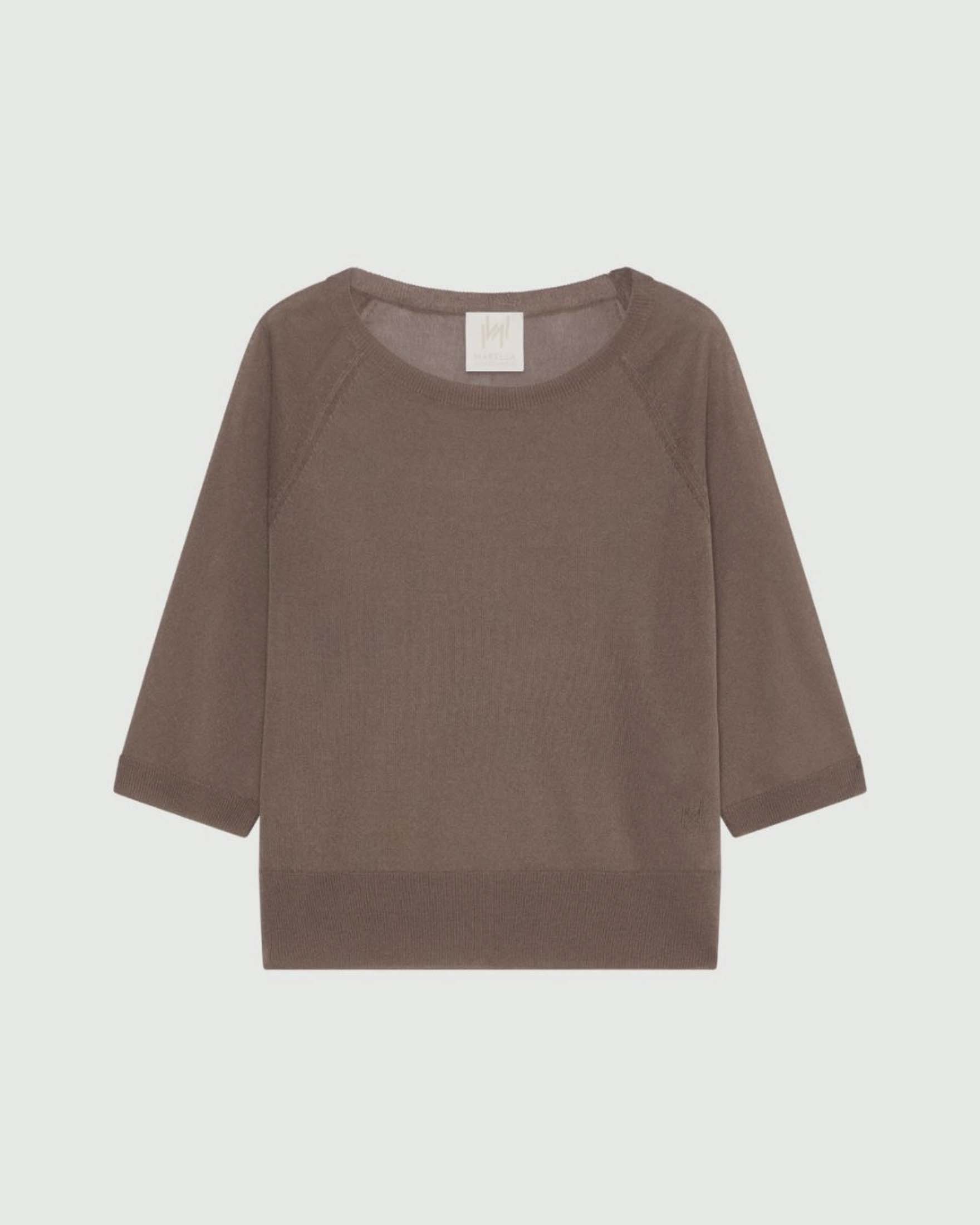 Maglia color moro Marella Monochrome in viscosa con maniche reglan e maniche tre quarti