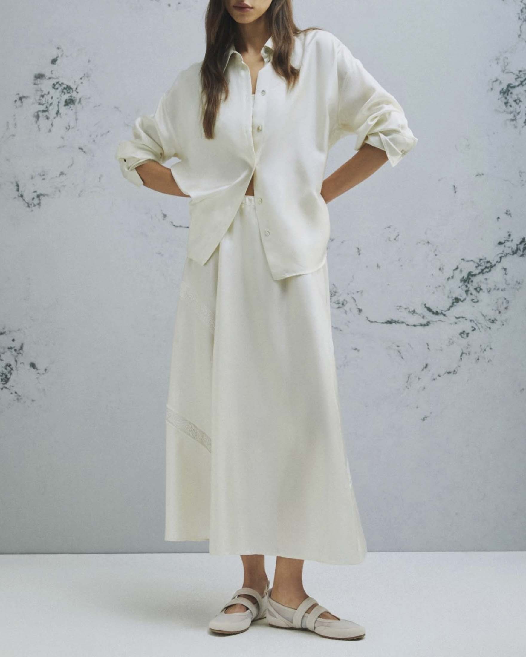 Camicia bianca Monochrome in twill di seta