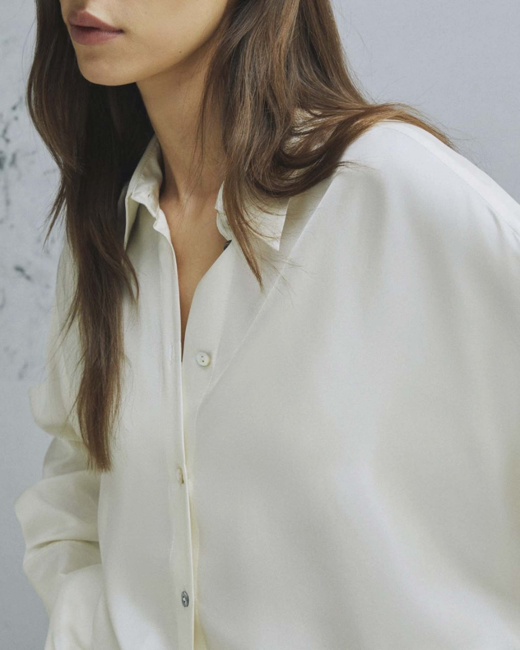 Camicia bianca Marella Monochrome in twill di seta image
