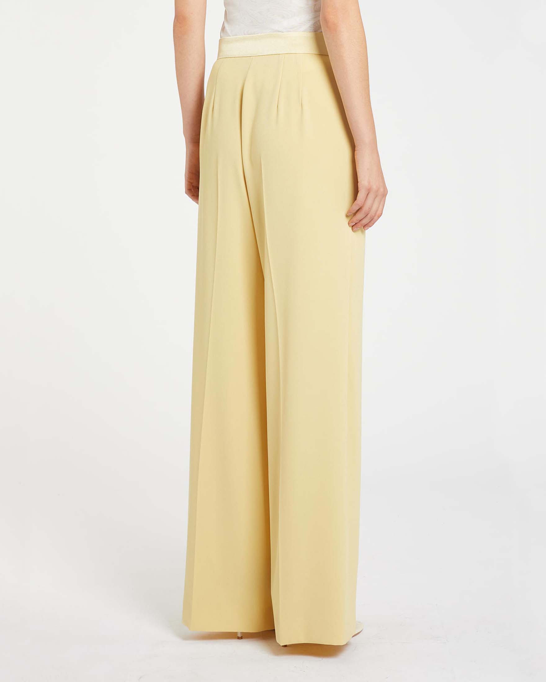 Pantaloni a palazzo Marella gialli in crepe con piega fronte e retro e chiusura a zip image