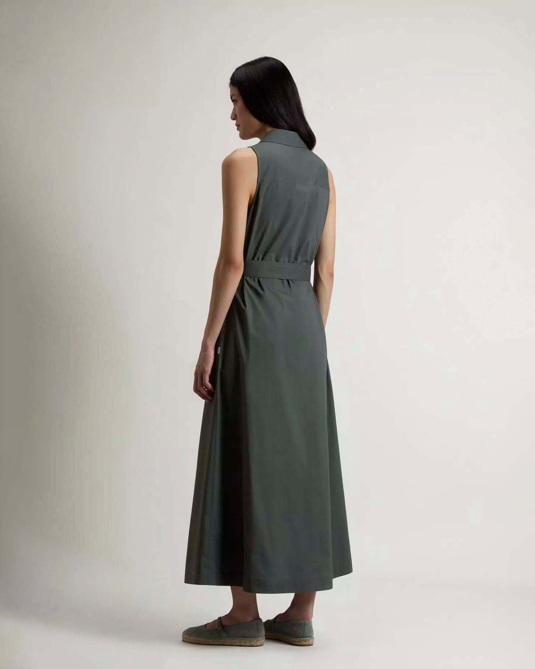 Abito Midi Cotone Donna Maniche Corte - Vestito Classico Verde Taglia XL - 5