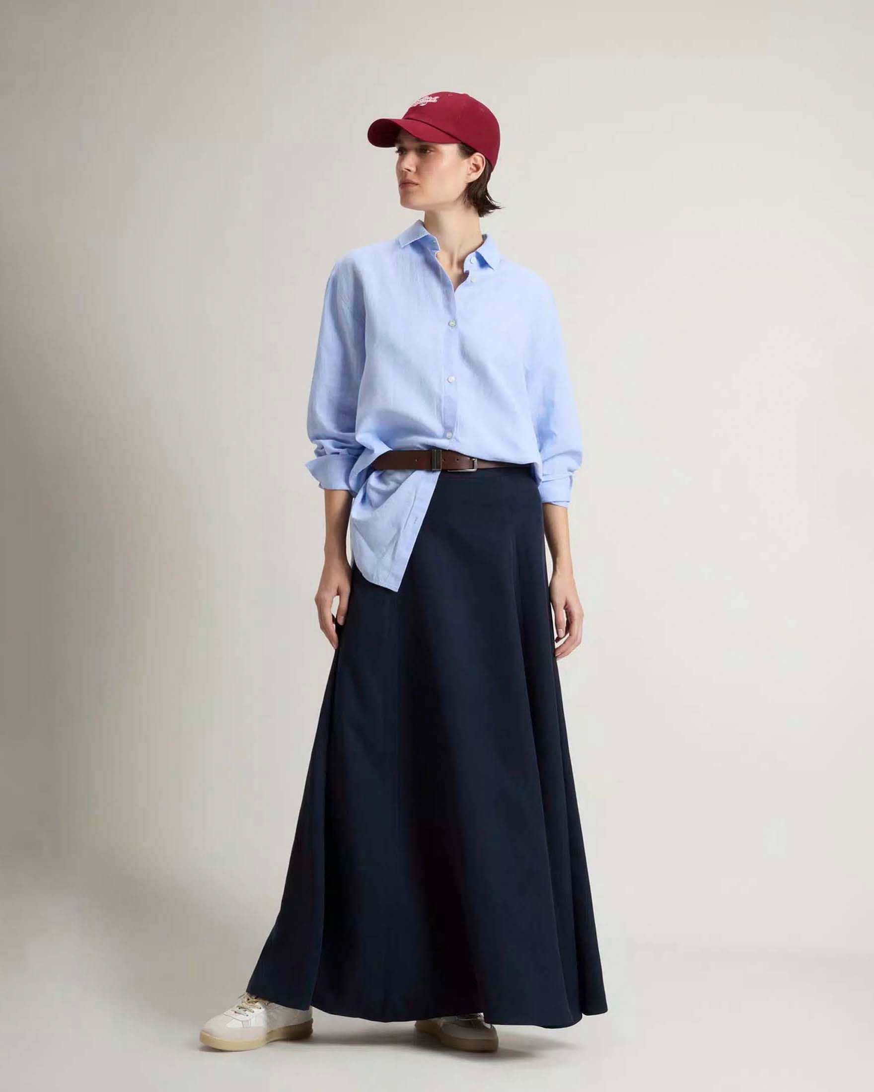 Camicia Woolrich azzurra in misto cotone e lino
