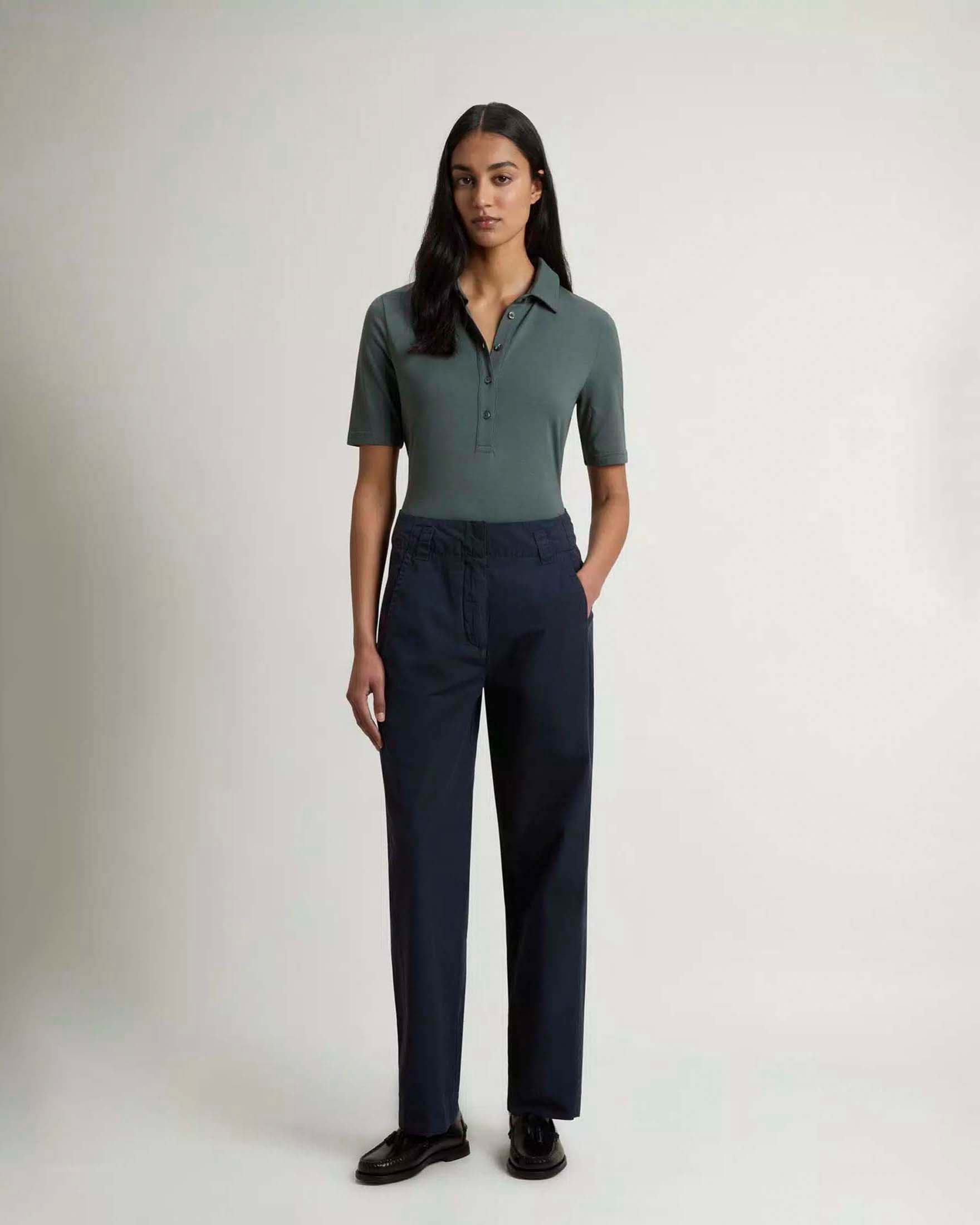 Pantaloni slim Woolrich blu in cotone
