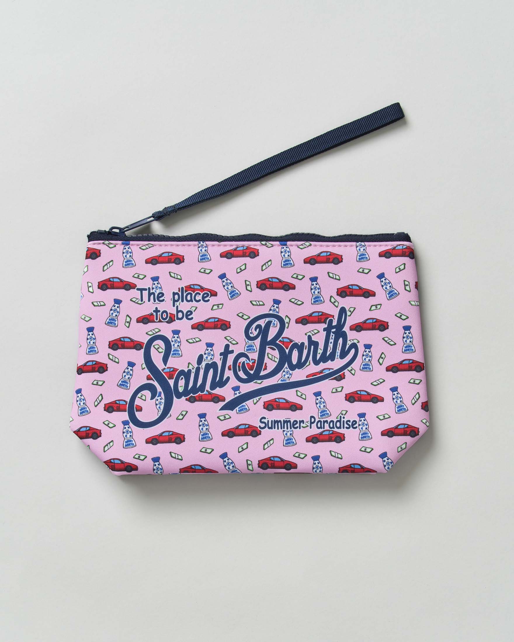 Pochette Aline rosa in neoprene con stampa grafica Speed Tequila