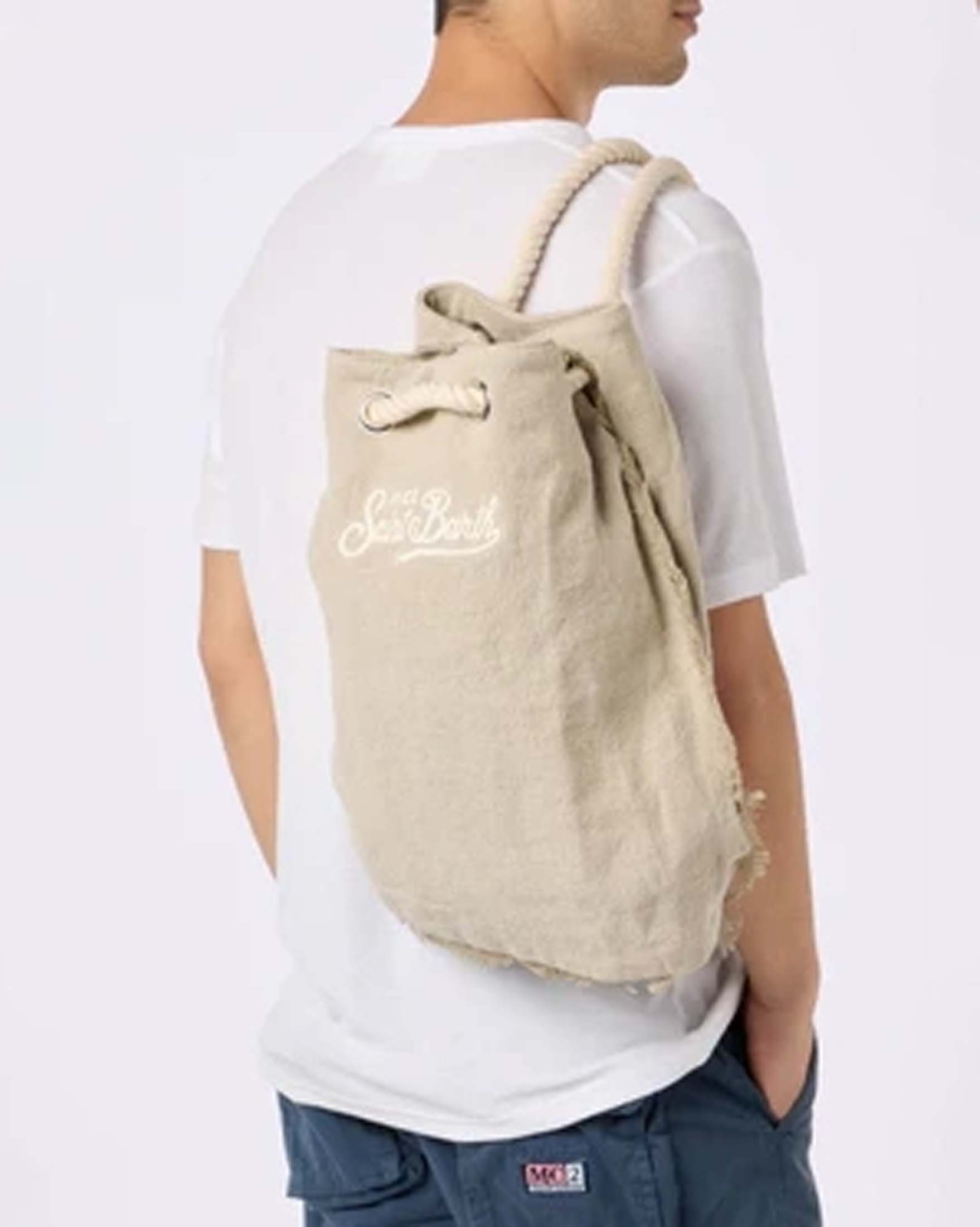 Zaino a sacca Boat MC2 Saint Barth beige in lino image