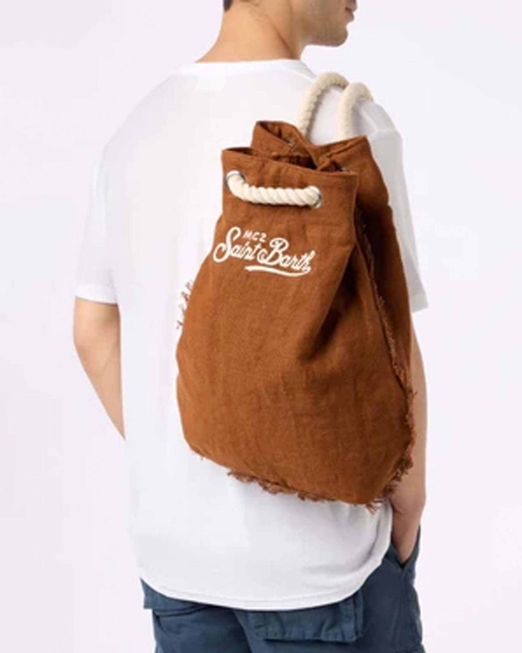 Zaino a sacca Boat MC2 Saint Barth marrone in lino image