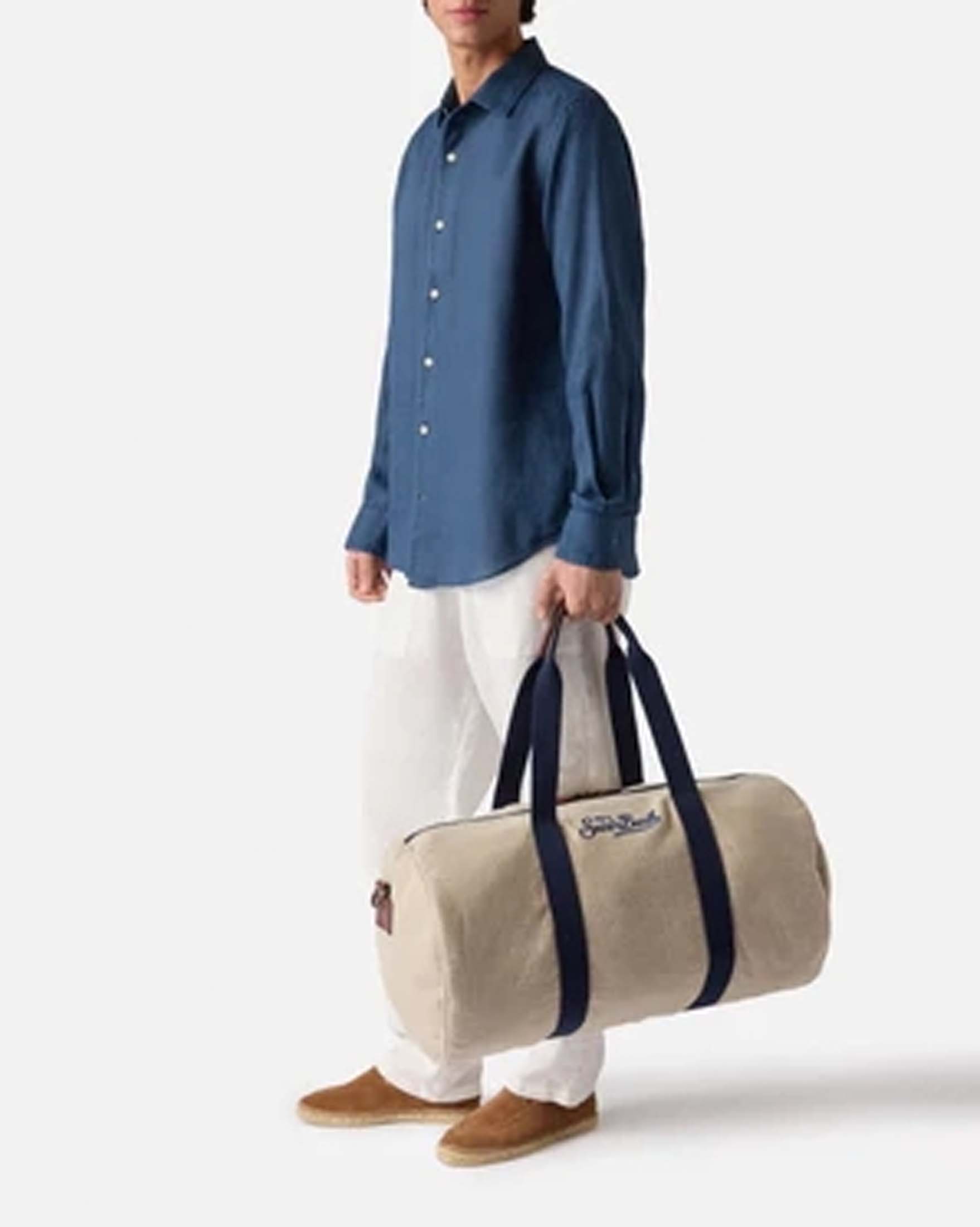 Borsone da viaggo Round Jetleg beige in puro lino image