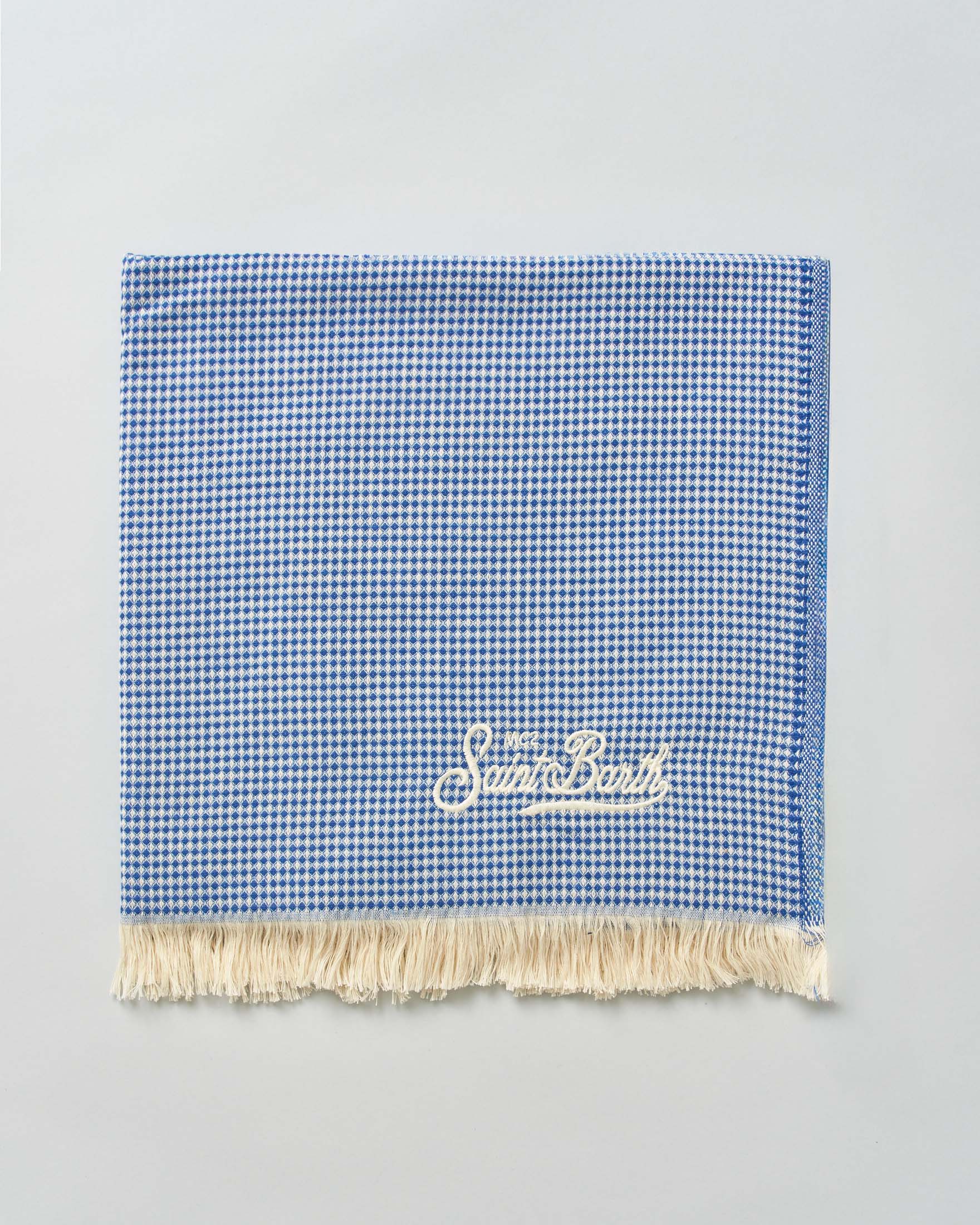 Telo mare MC2 Saint Barth celeste in cotone punto waffle bicolore