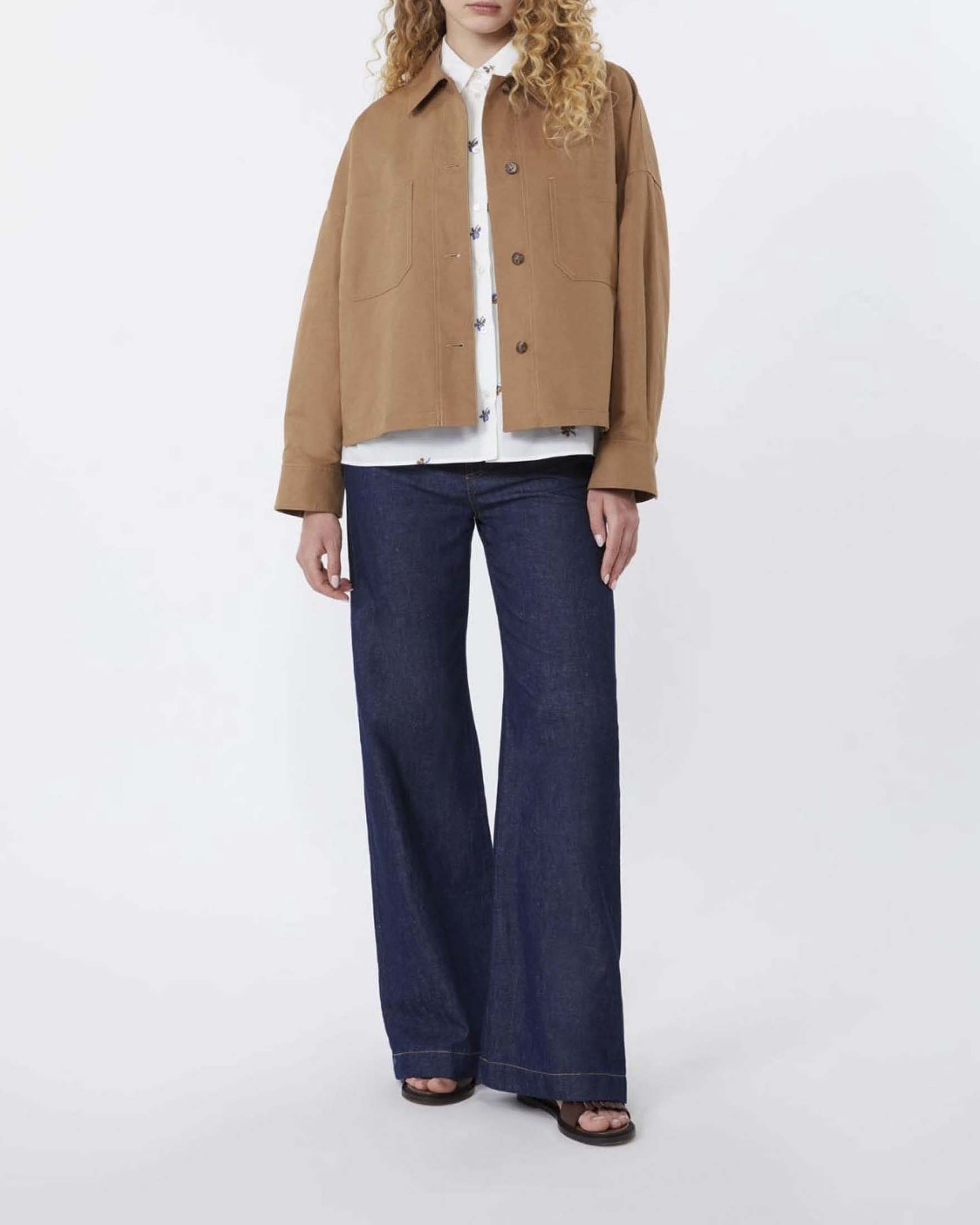 Jeans wide Weekend Max mara lavaggio scuro in denim di cotone e lino