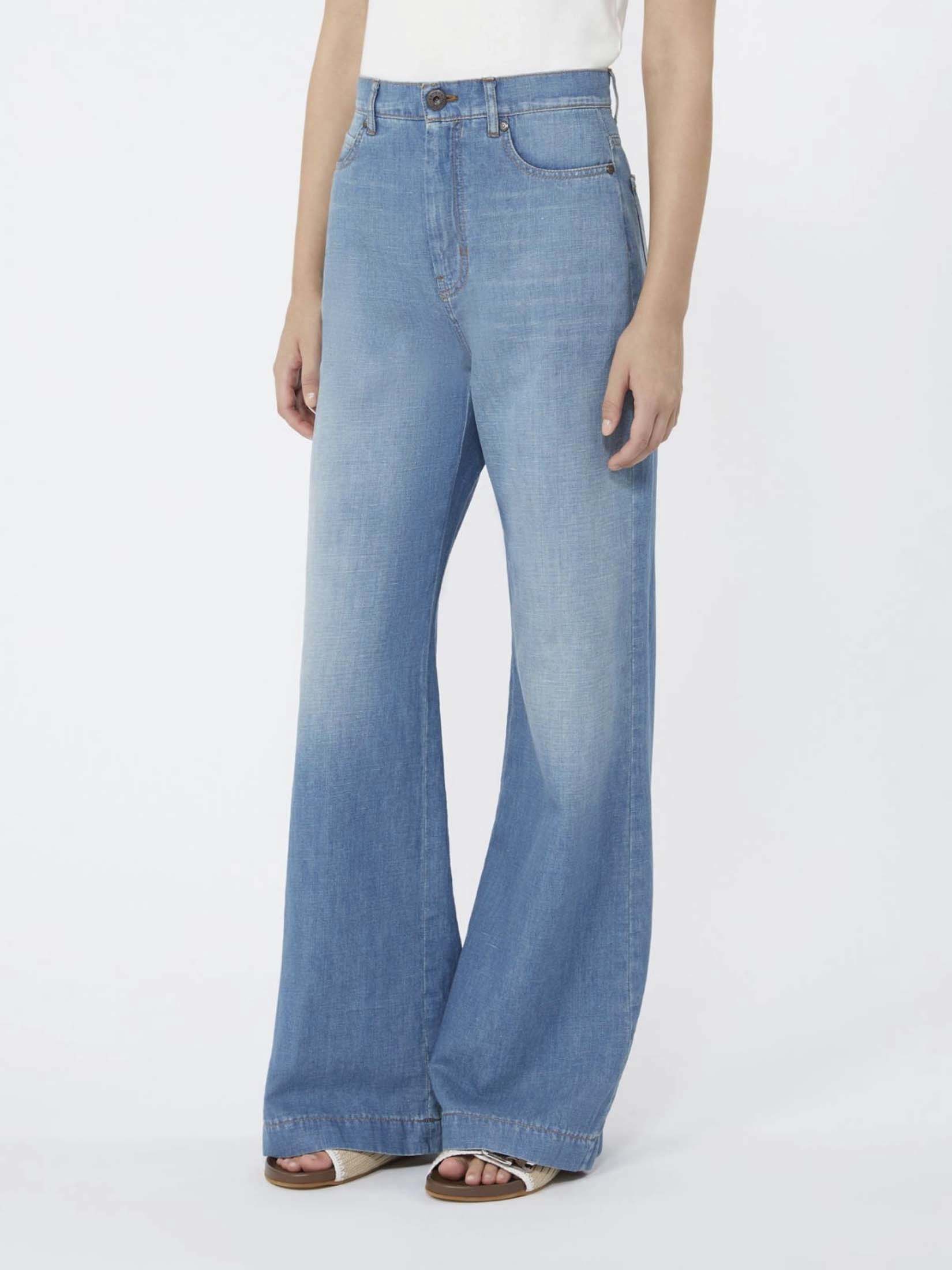 Jeans wide Weekend Max mara lavaggio super stone wash in denim di cotone e lino image