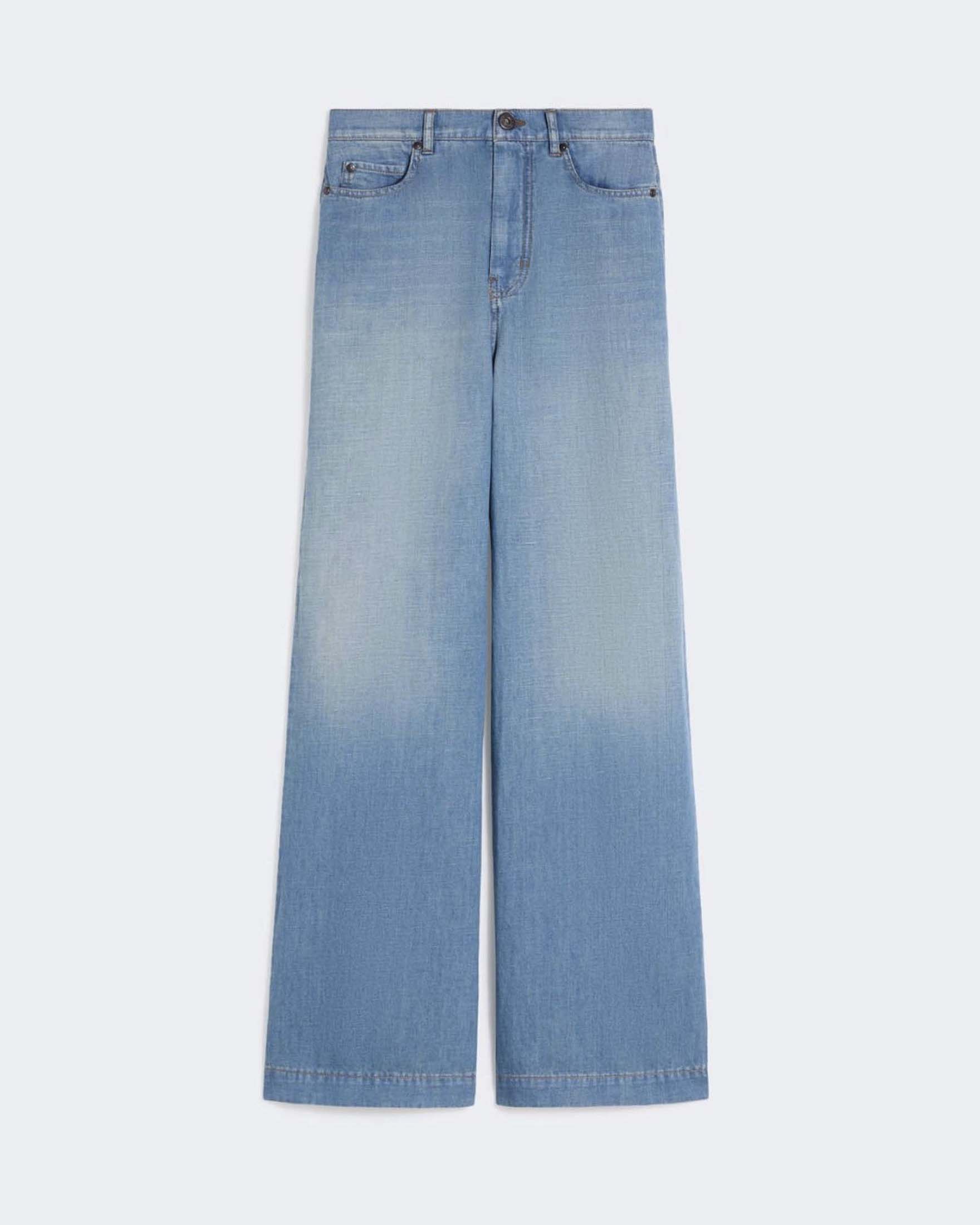 Jeans wide Weekend Max mara lavaggio super stone wash in denim di cotone e lino