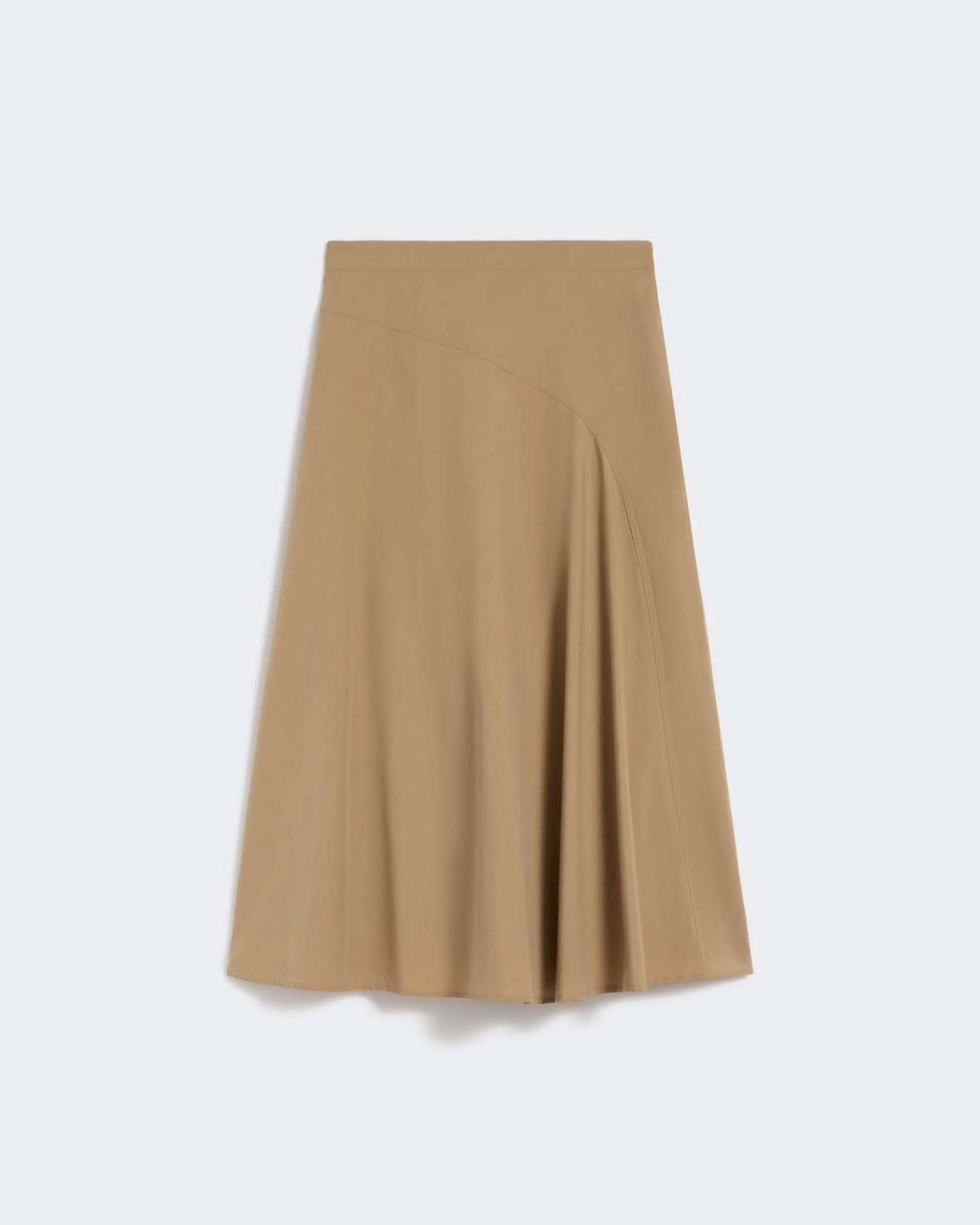 Gonna midi Weekend Max Mara cammello in popeline di cotone con linea svasata