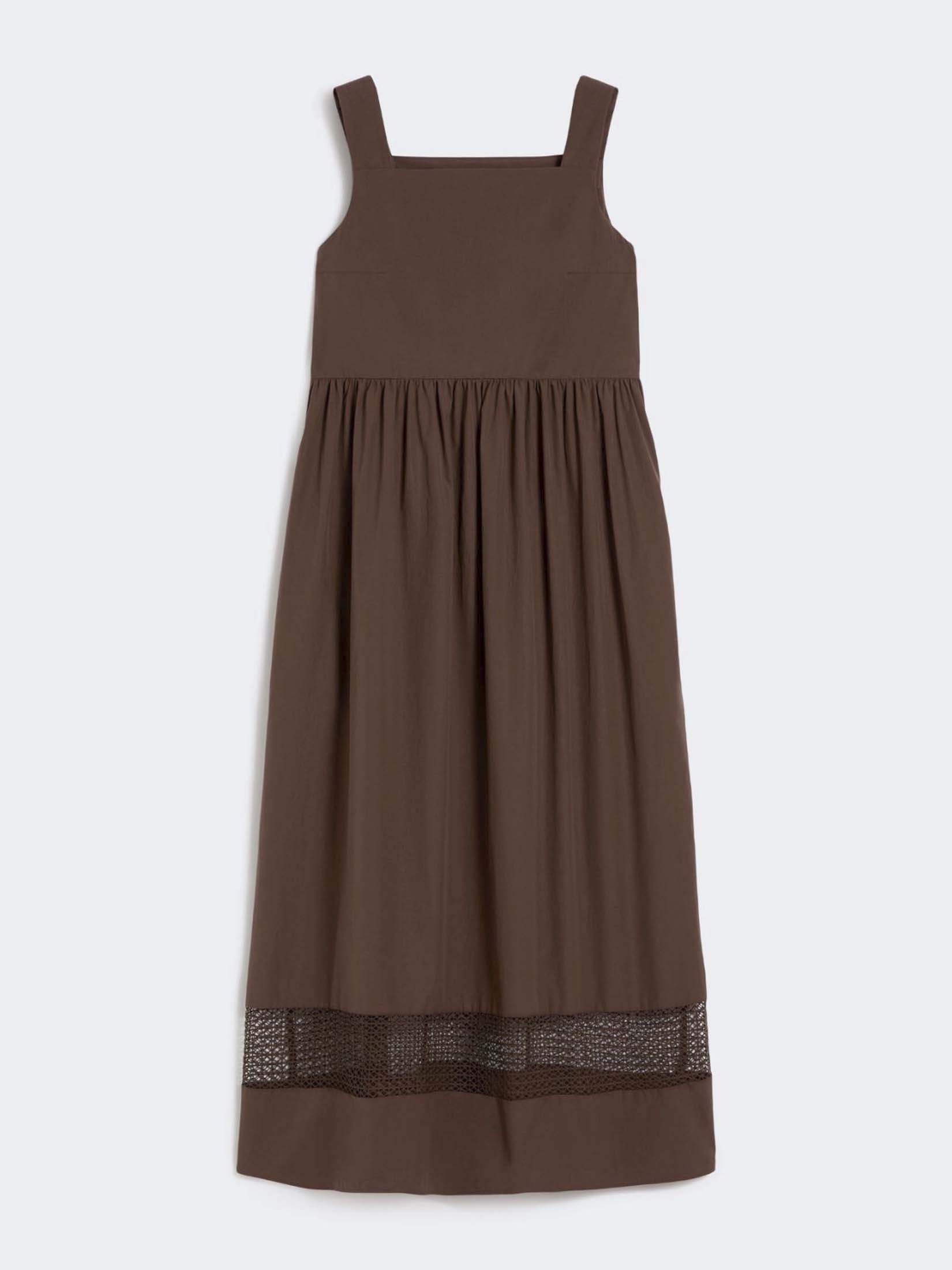 Abito lungo smanicato Weekend Max Mara marrone in popeline con inserto in pizzo
