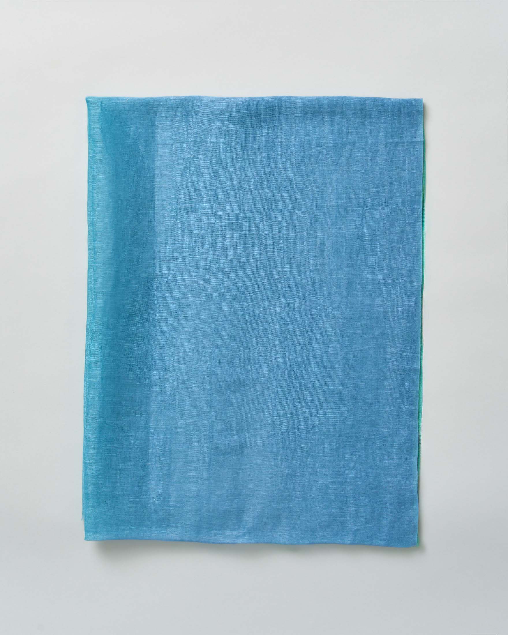 Sciarpa azzurra Raja in misto lino e cotone con effetto dégradé