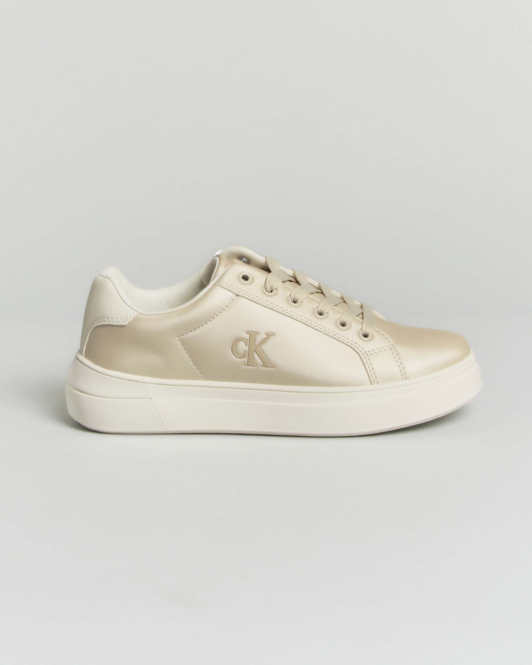 Sneakers Calvin Klein Kids color oro metallizzato in ecopelle con lacci
