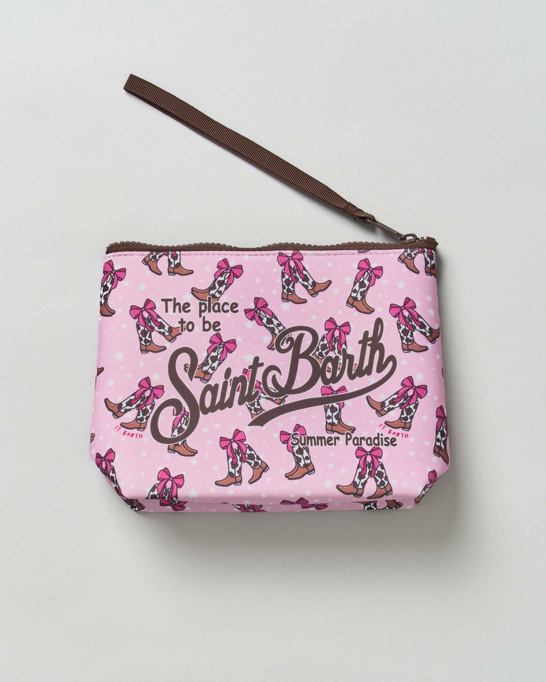 Pochette MC2 Saint Barth Aline rosa in scuba fantasia cowgirl scritta logo stampata image