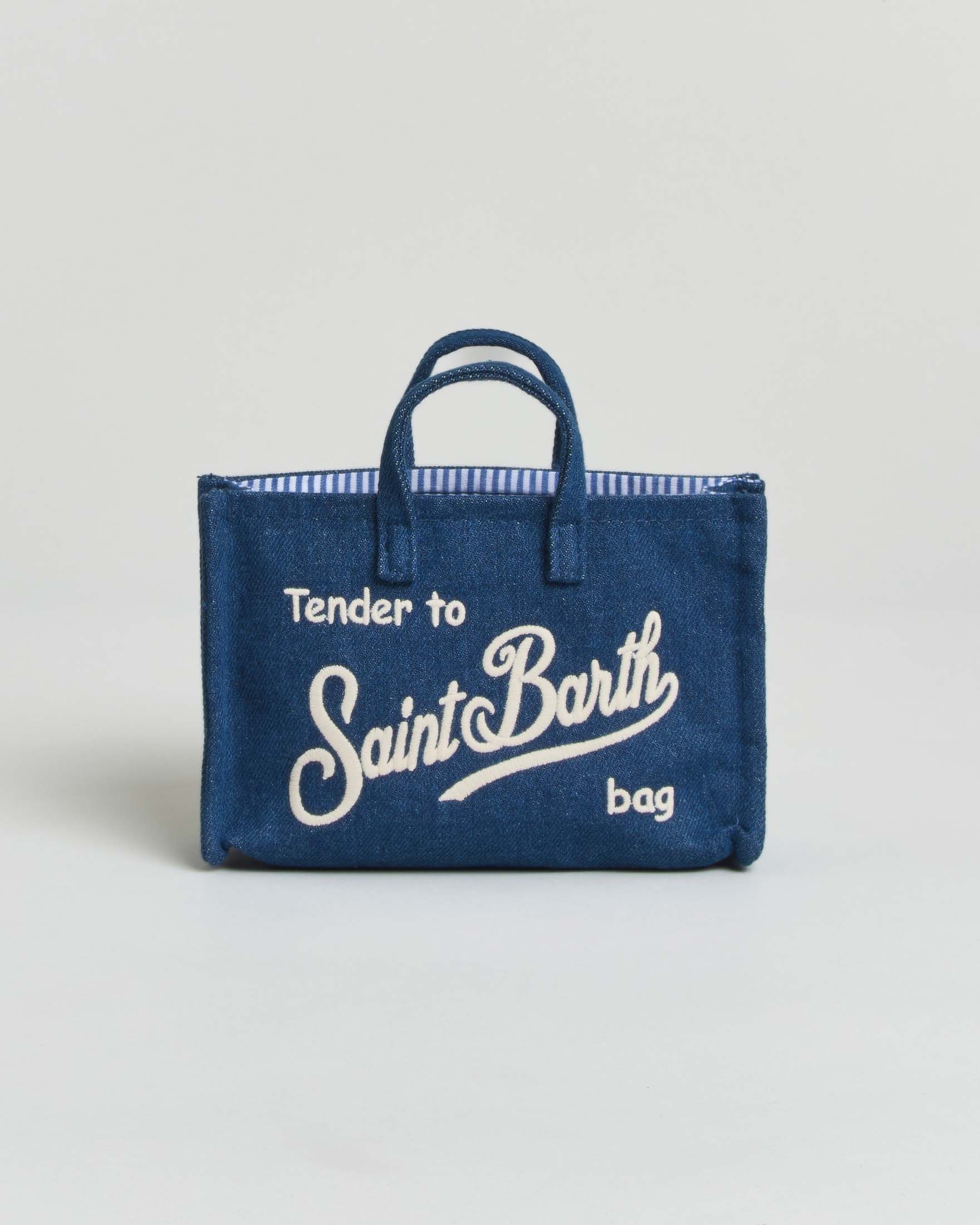 Phone bag MC2 Saint Barth in denim di cotone blu con tracolla