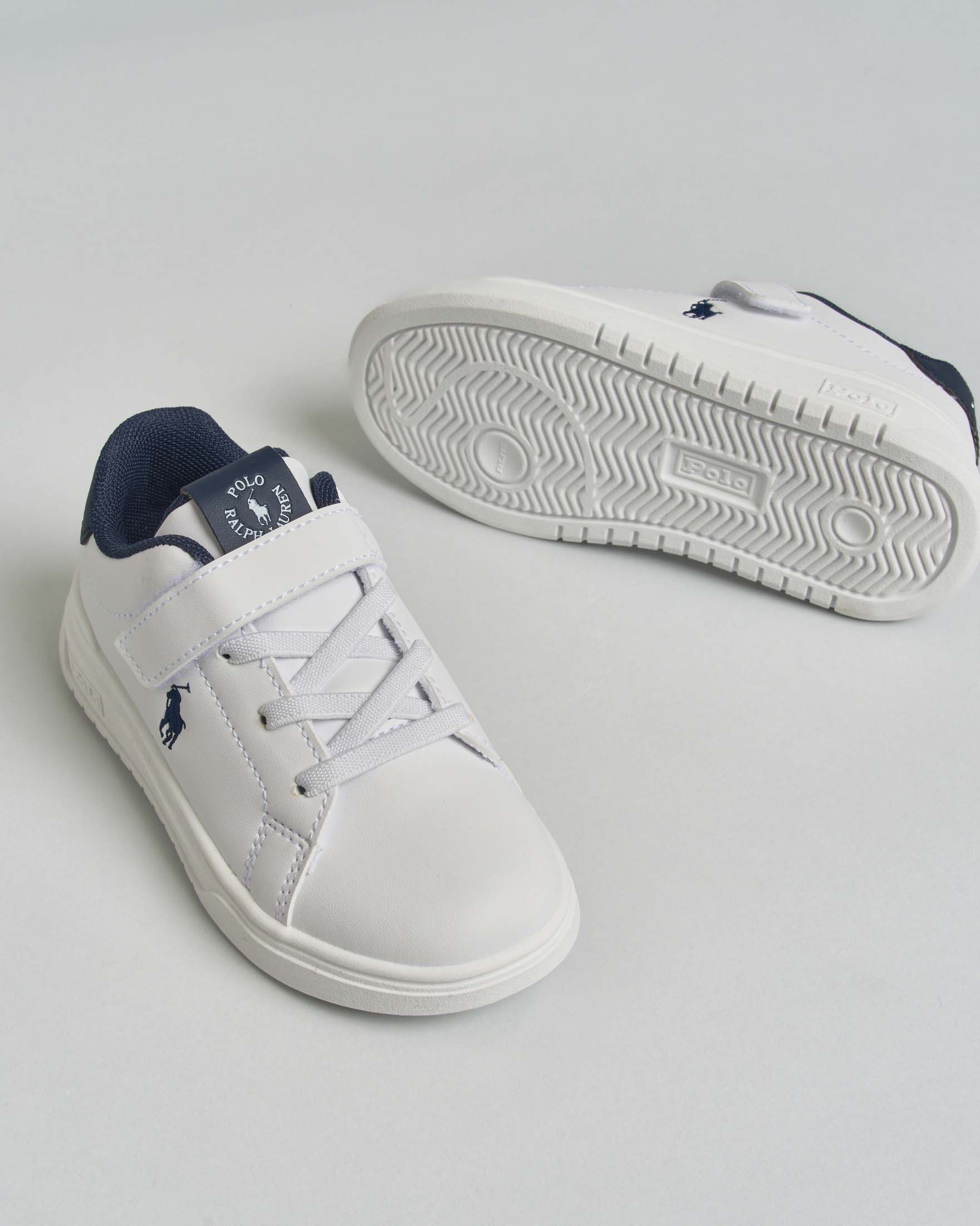 Sneakers Polo Ralph Lauren bianche in ecopelle con finiture blu image