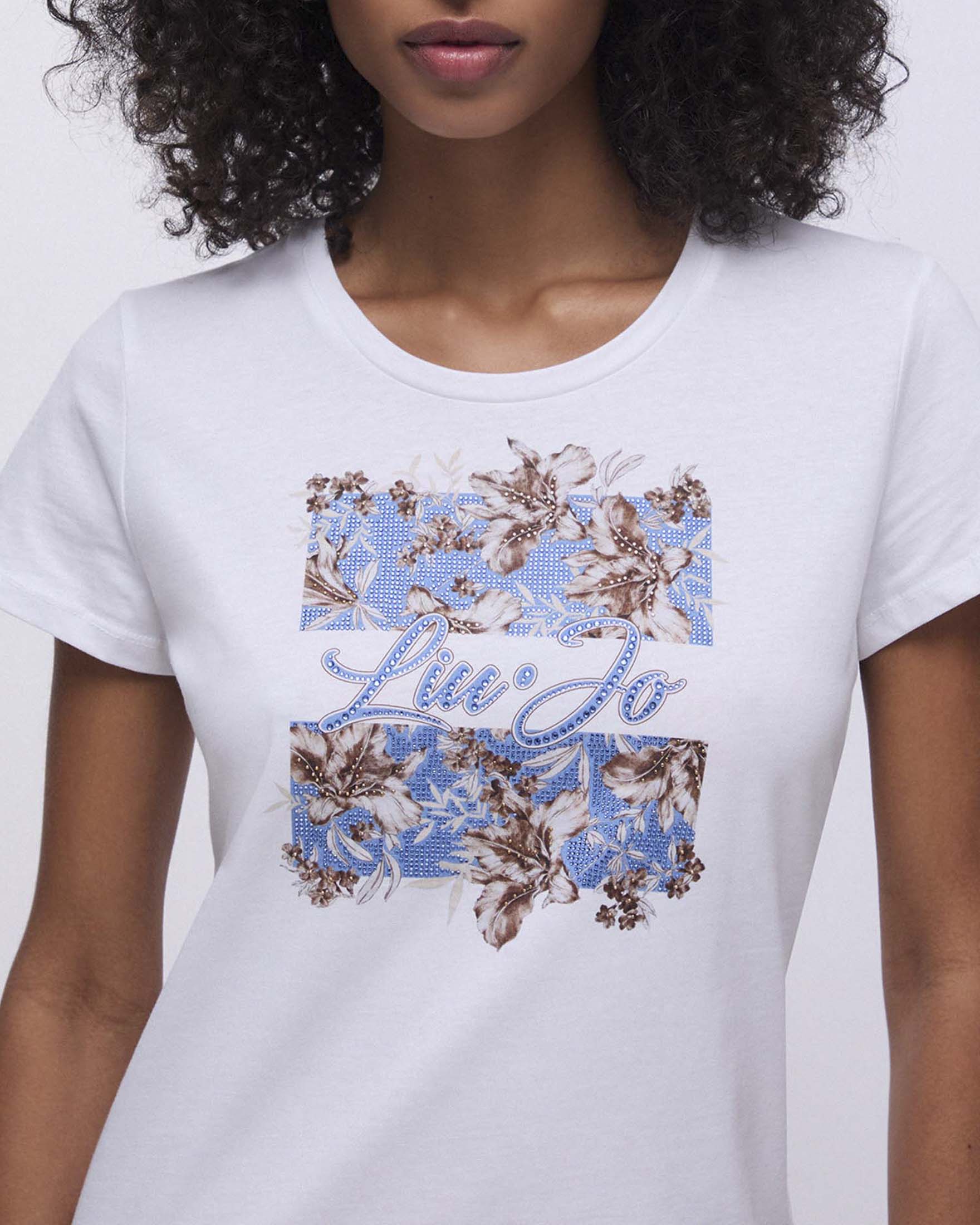 Maglietta Donna Y2K Corta Con Stampa Ibisco - T-Shirt Estiva Maniche Corte Slim Fit, Casual Chic