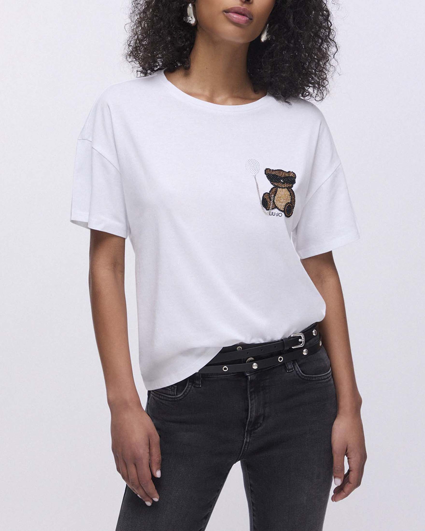 T-shirt con ricamo sul collo - BIANCO - Taglie forti - Donna - 10.00