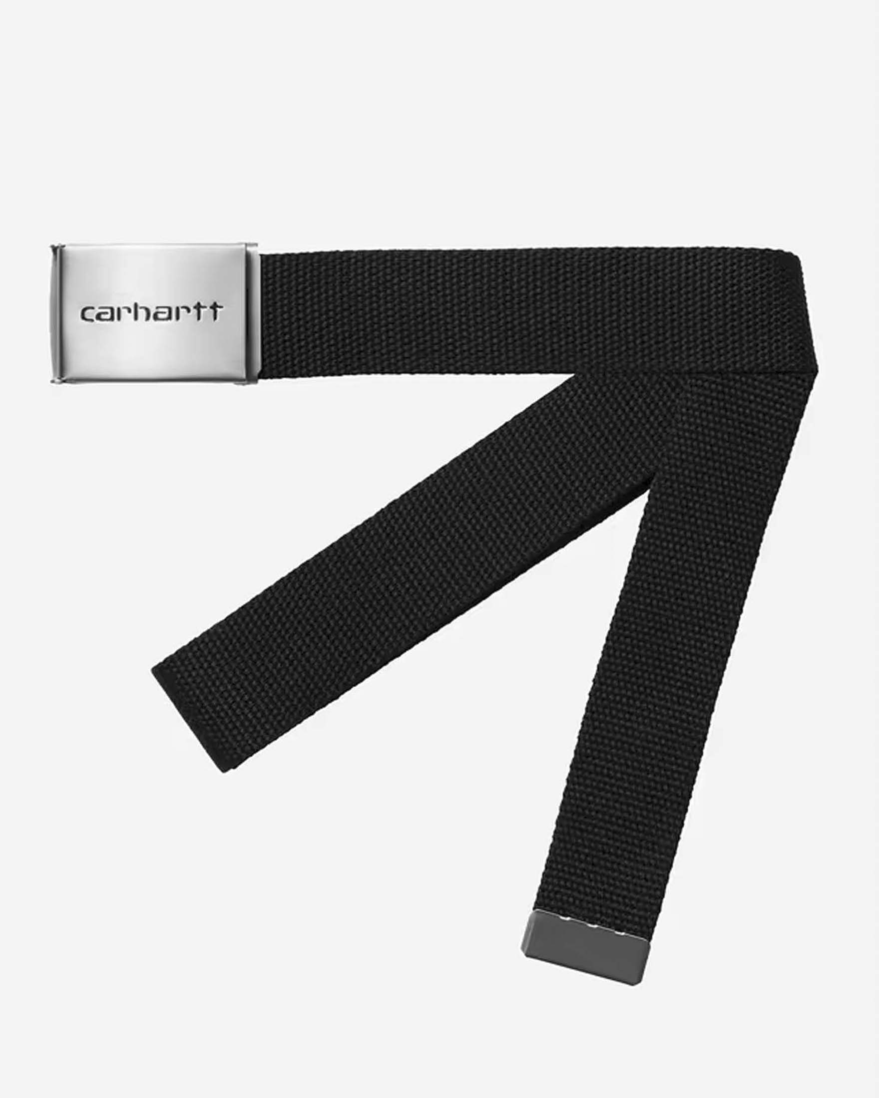 Cintura Carhartt nera in canvas di poliestere con placca porta logo