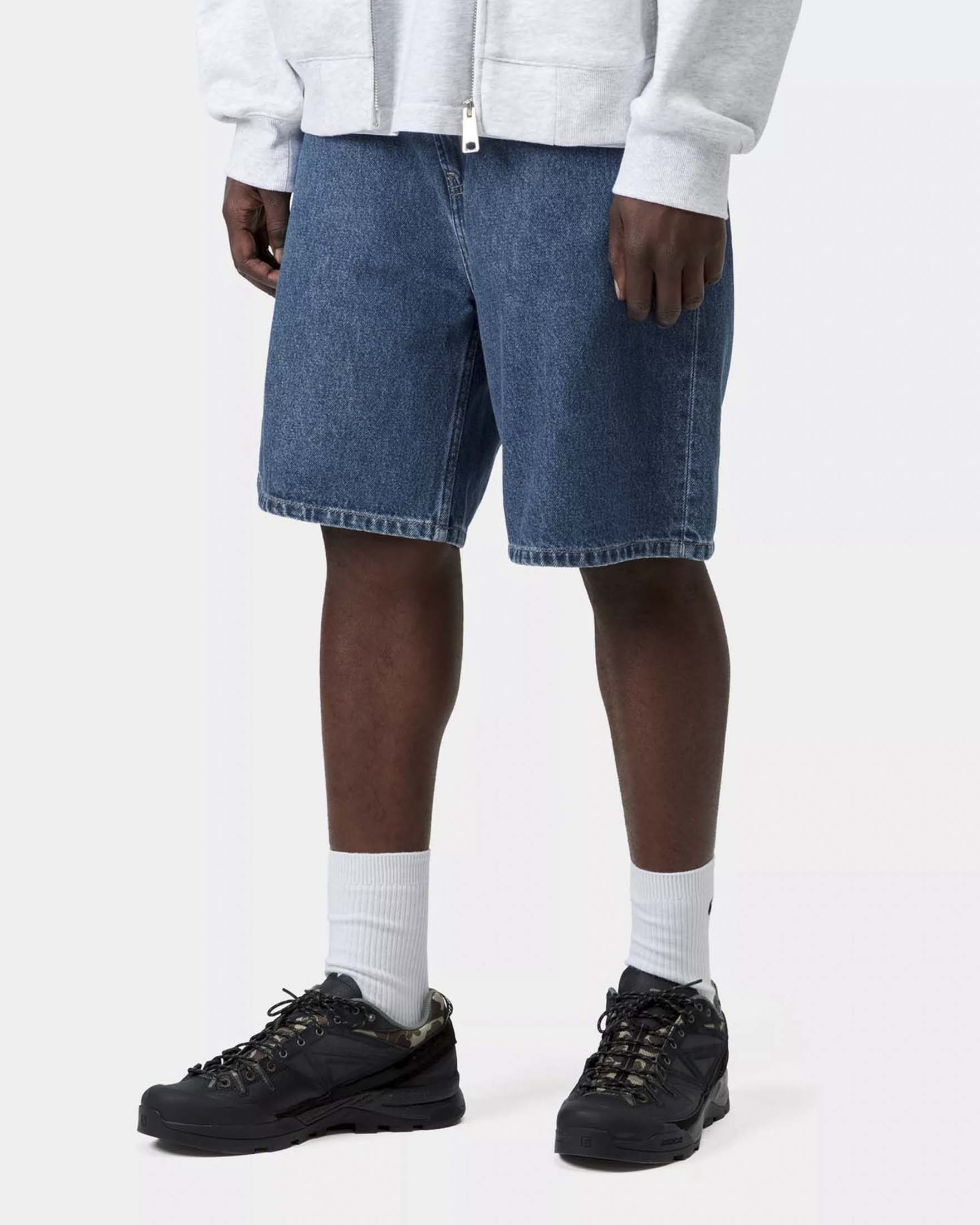 Bermuda denim relaxed-fit Carhartt Nolan Short in tela ferma di cotone lavaggio scuro stone washed image
