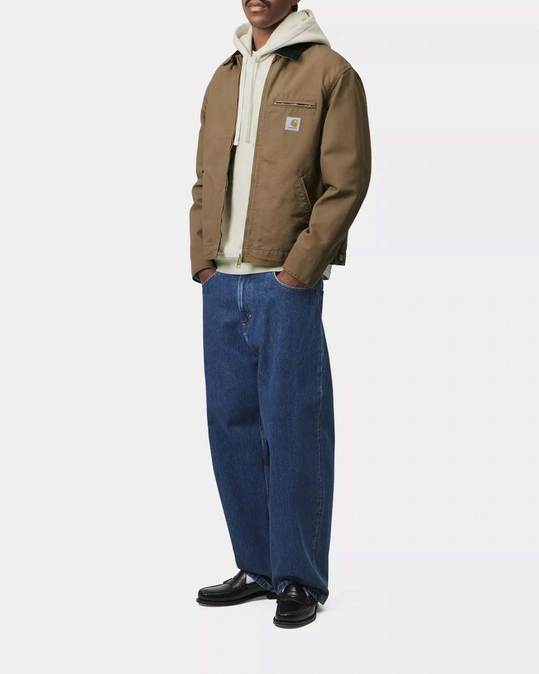 Detroit Jacket Carhartt cammello in puro cotone con colletto in velluto