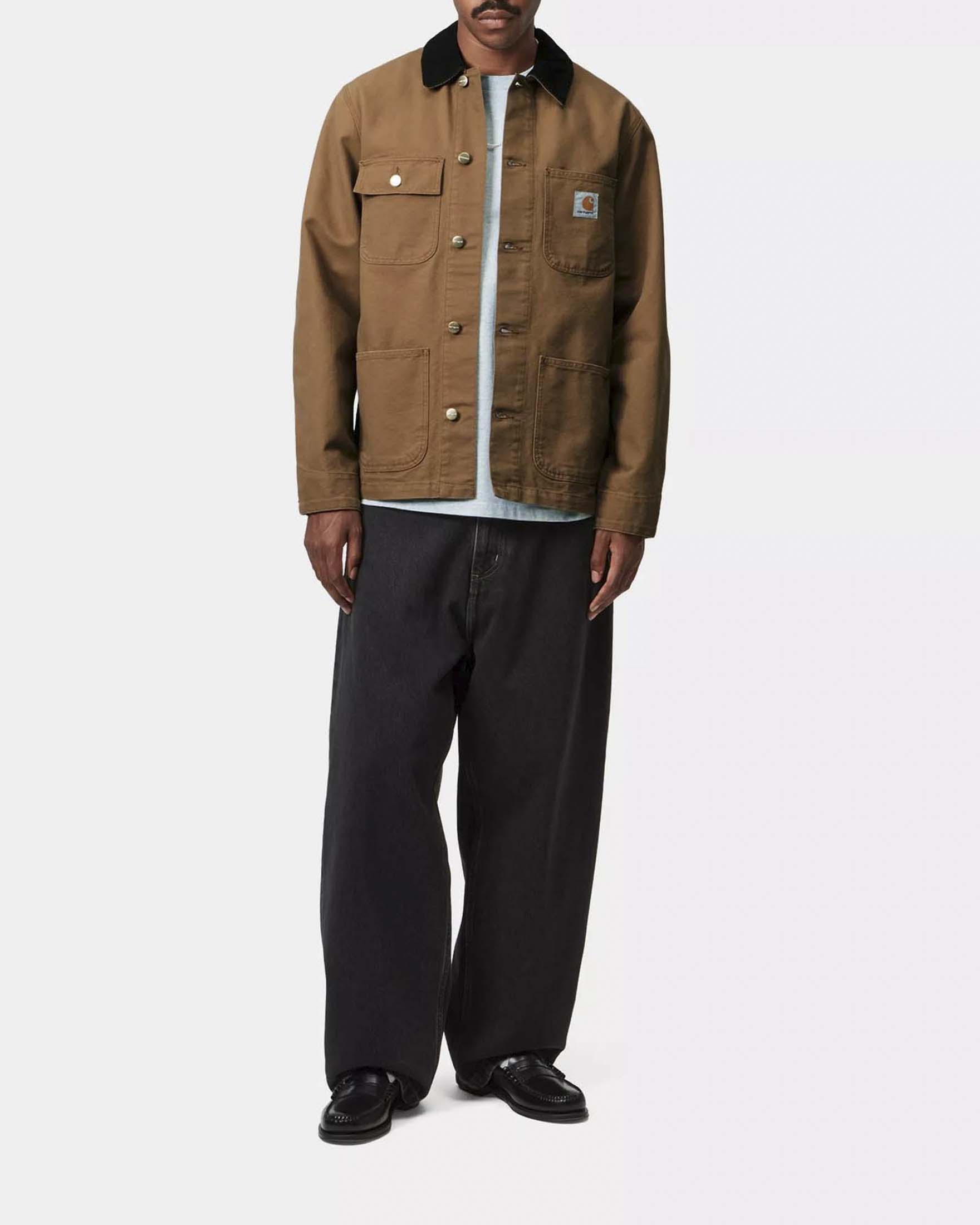 Giacca Michigan Coat Carhartt cammello in puro cotone con colletto in velluto